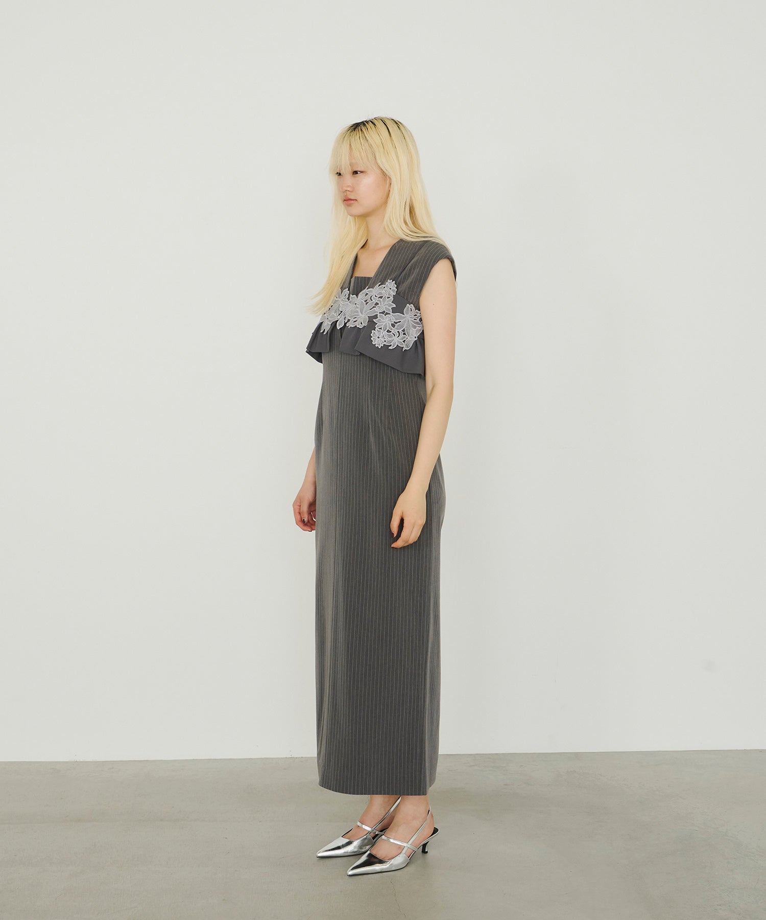 PINSTRIPE SLEEVELESS BUSTIER DRESS
