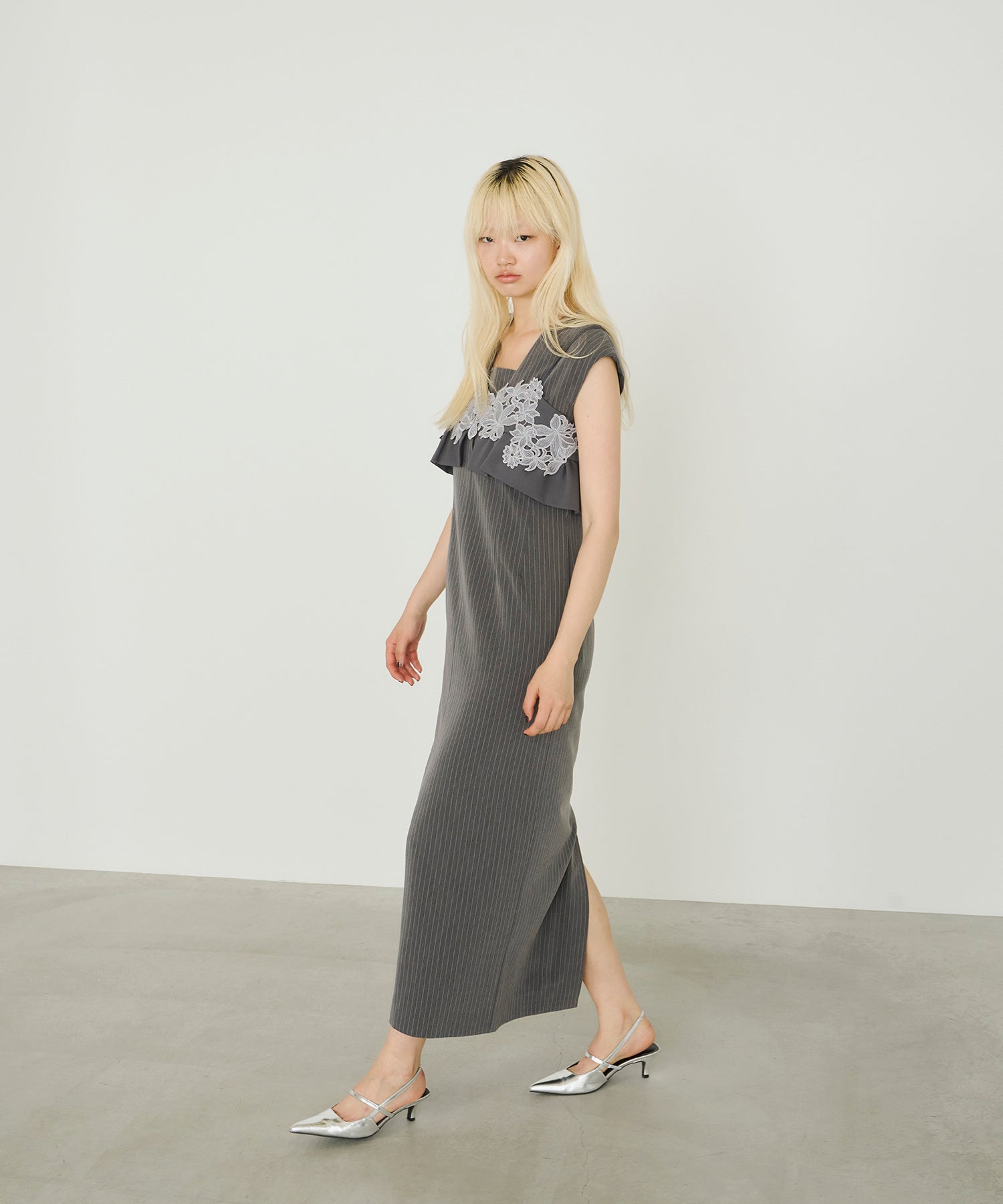 PINSTRIPE SLEEVELESS BUSTIER DRESS