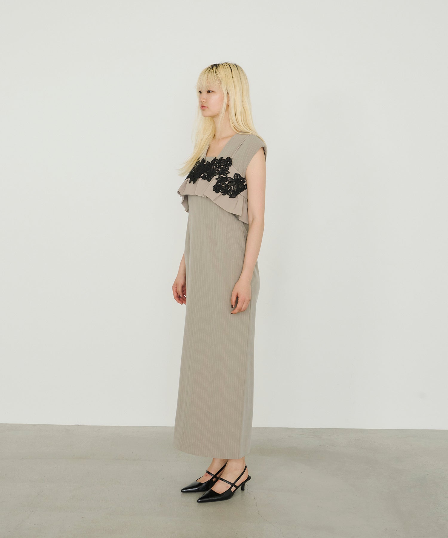 PINSTRIPE SLEEVELESS BUSTIER DRESS