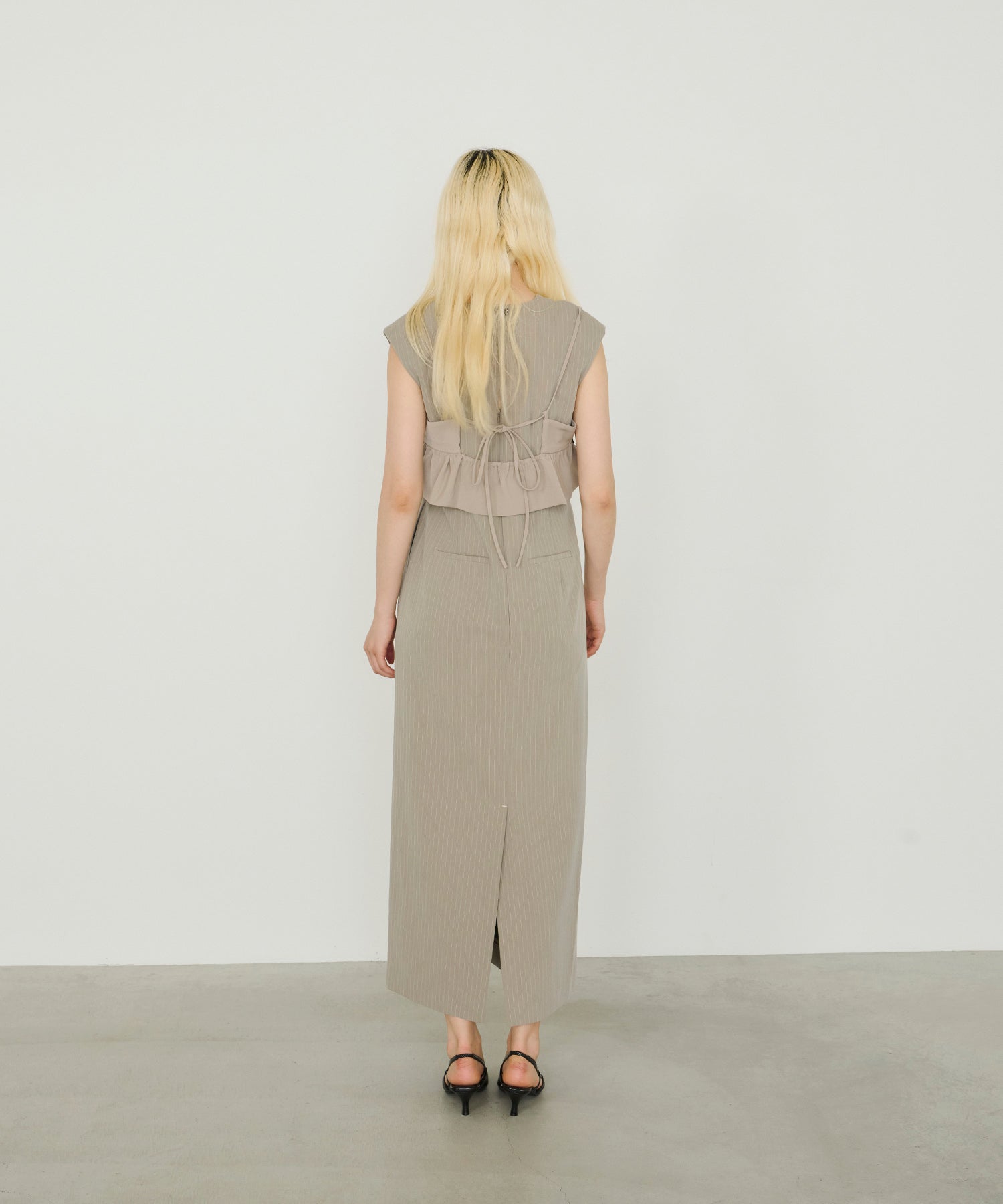 PINSTRIPE SLEEVELESS BUSTIER DRESS