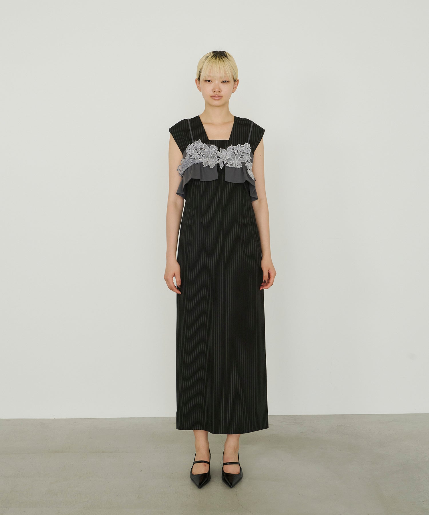 PINSTRIPE SLEEVELESS BUSTIER DRESS