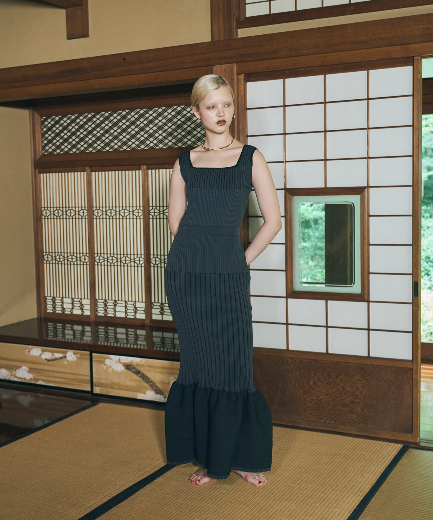 MERMAID HEM RIB KNIT DRESS