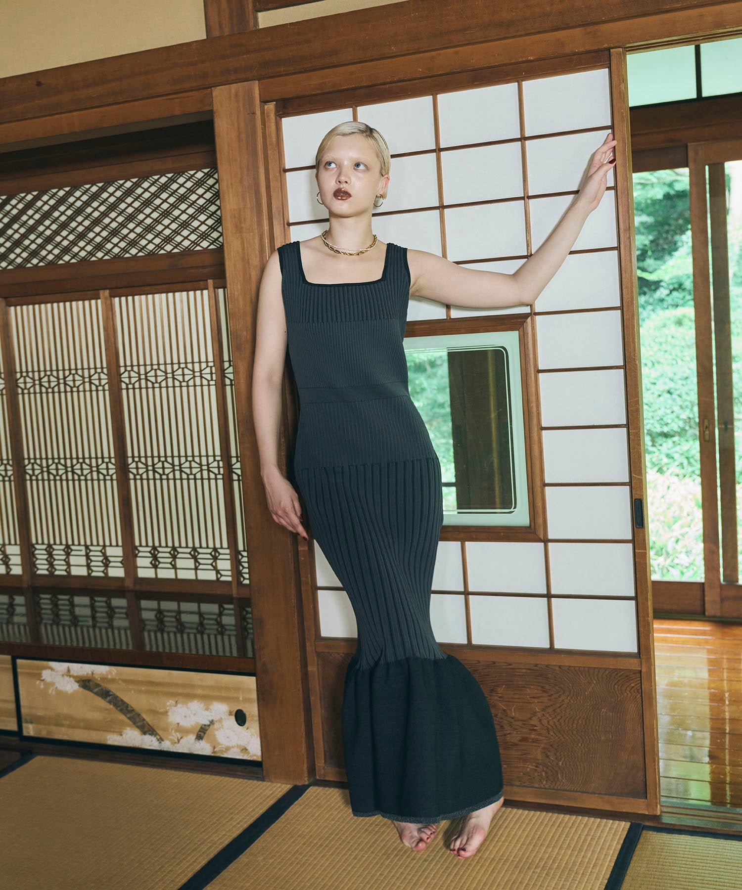 MERMAID HEM RIB KNIT DRESS
