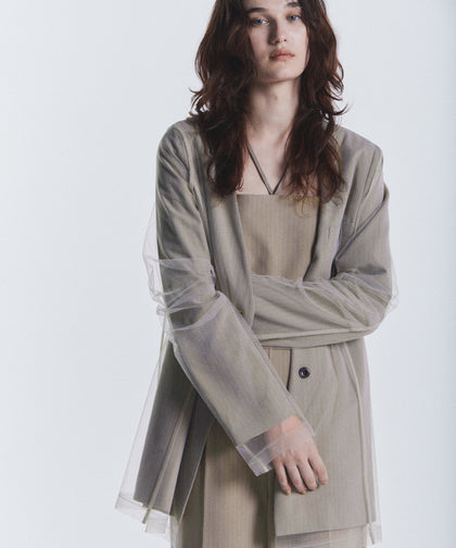 STRIPE LAYERED TULLE JACKET