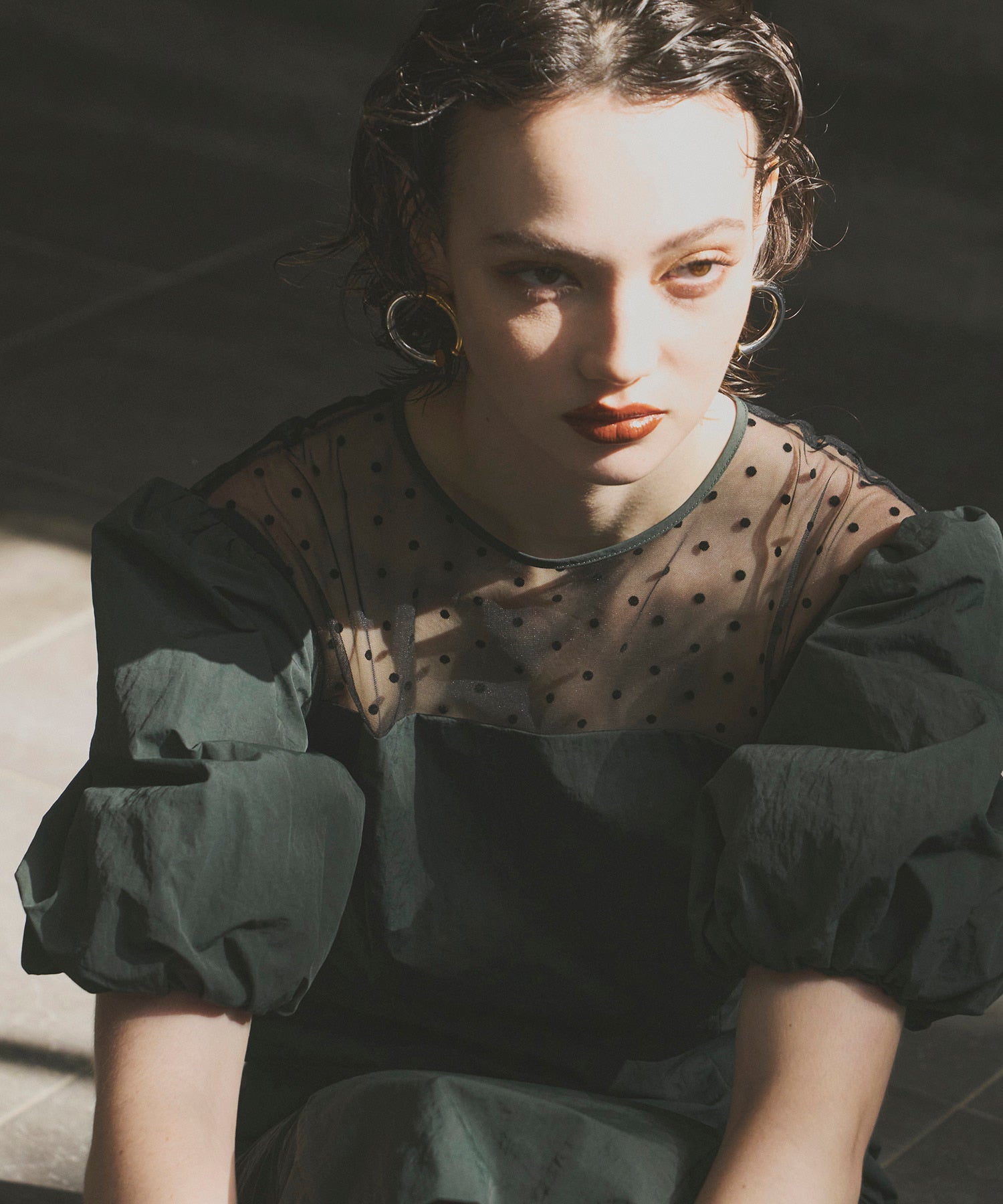 DECOLLETE DOT DRESS