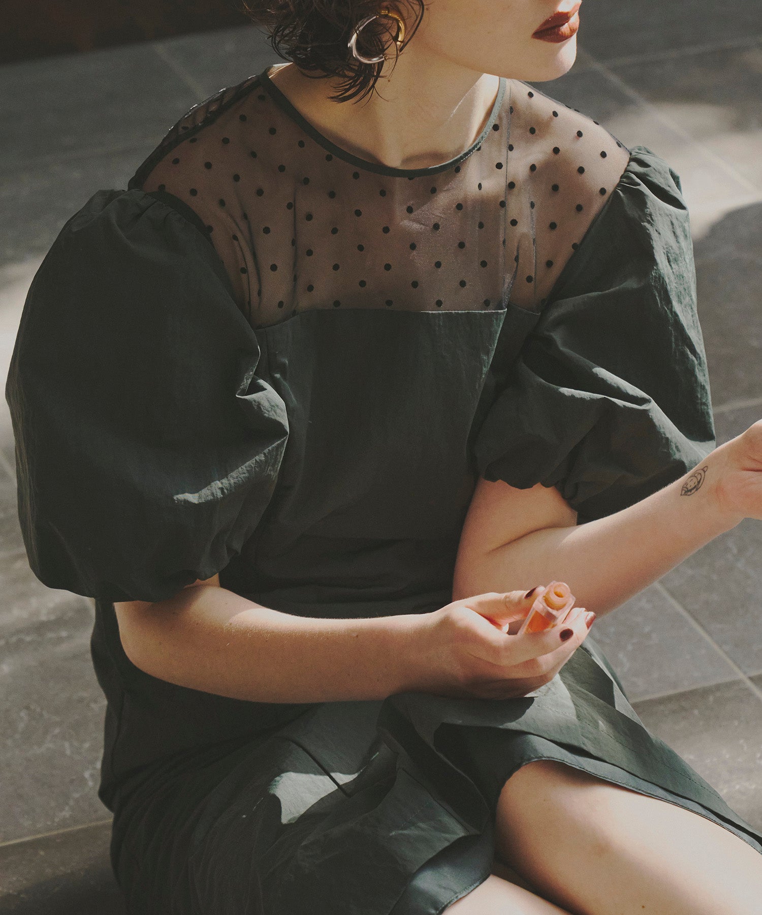 DECOLLETE DOT DRESS