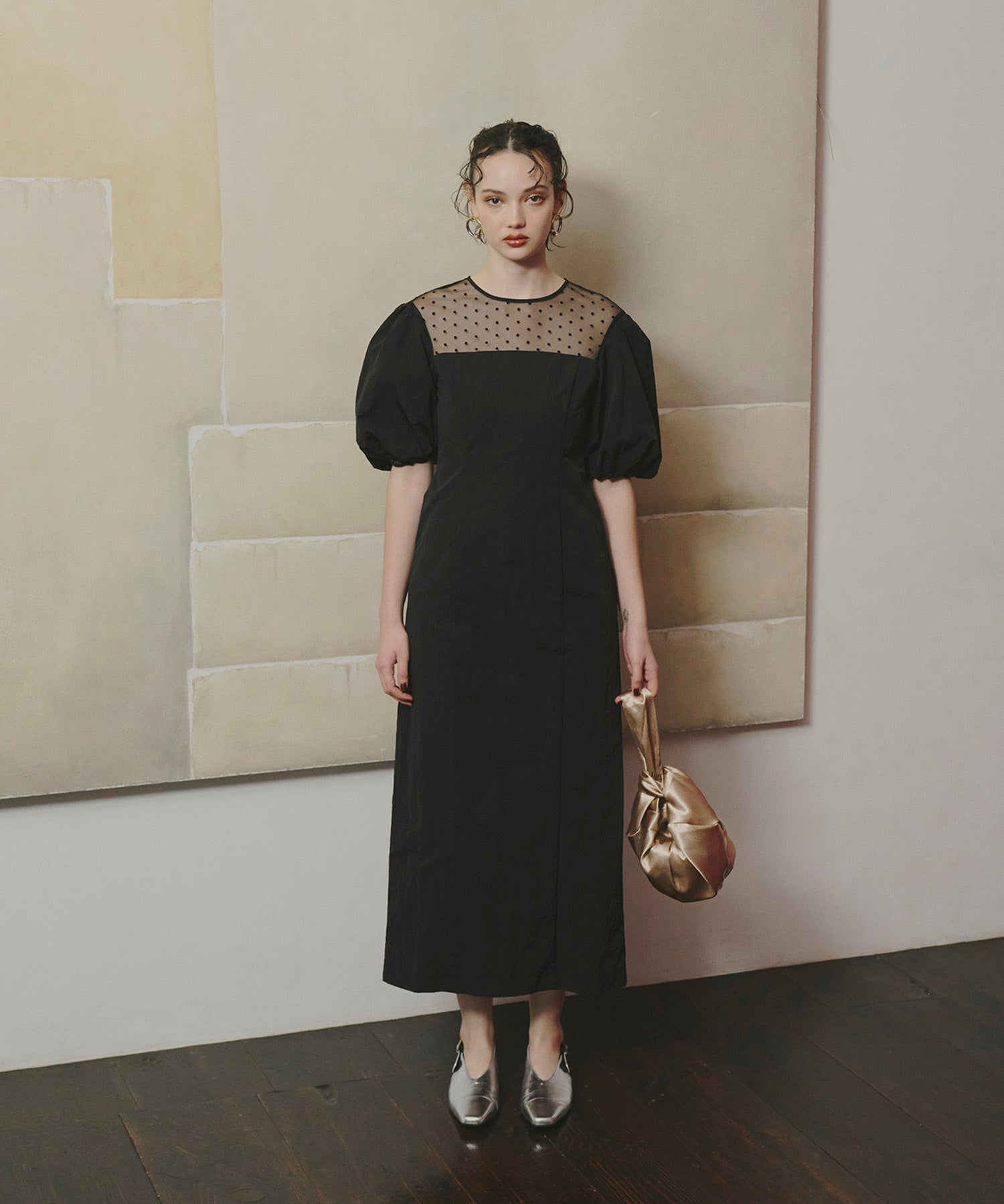 DECOLLETE DOT DRESS