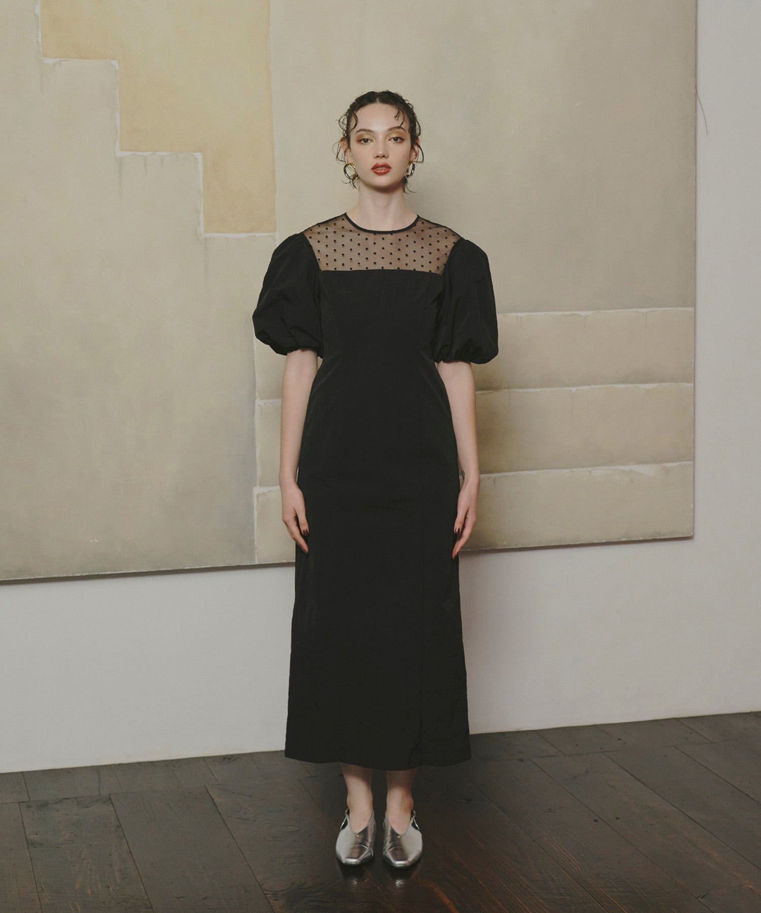 DECOLLETE DOT DRESS