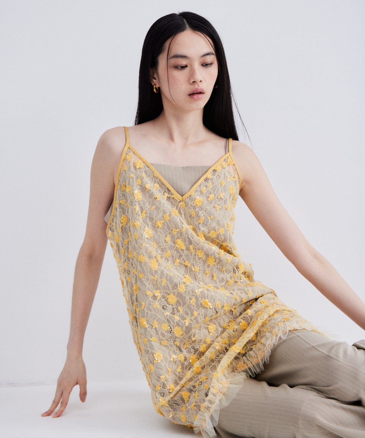 【POPUP】FLOWER SPANGLE CAMI DRESS