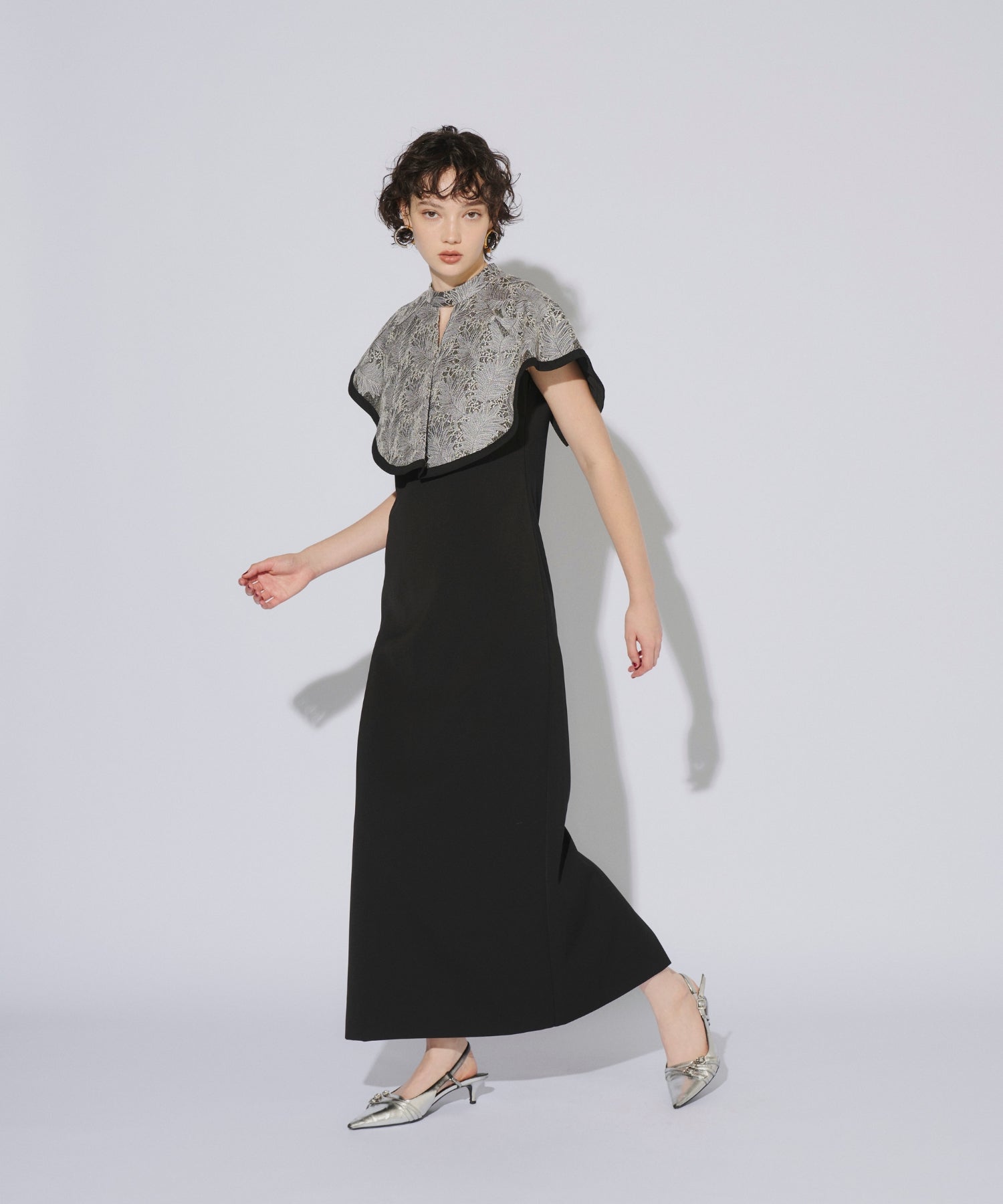 EMBROIDERY CAPE DRESS