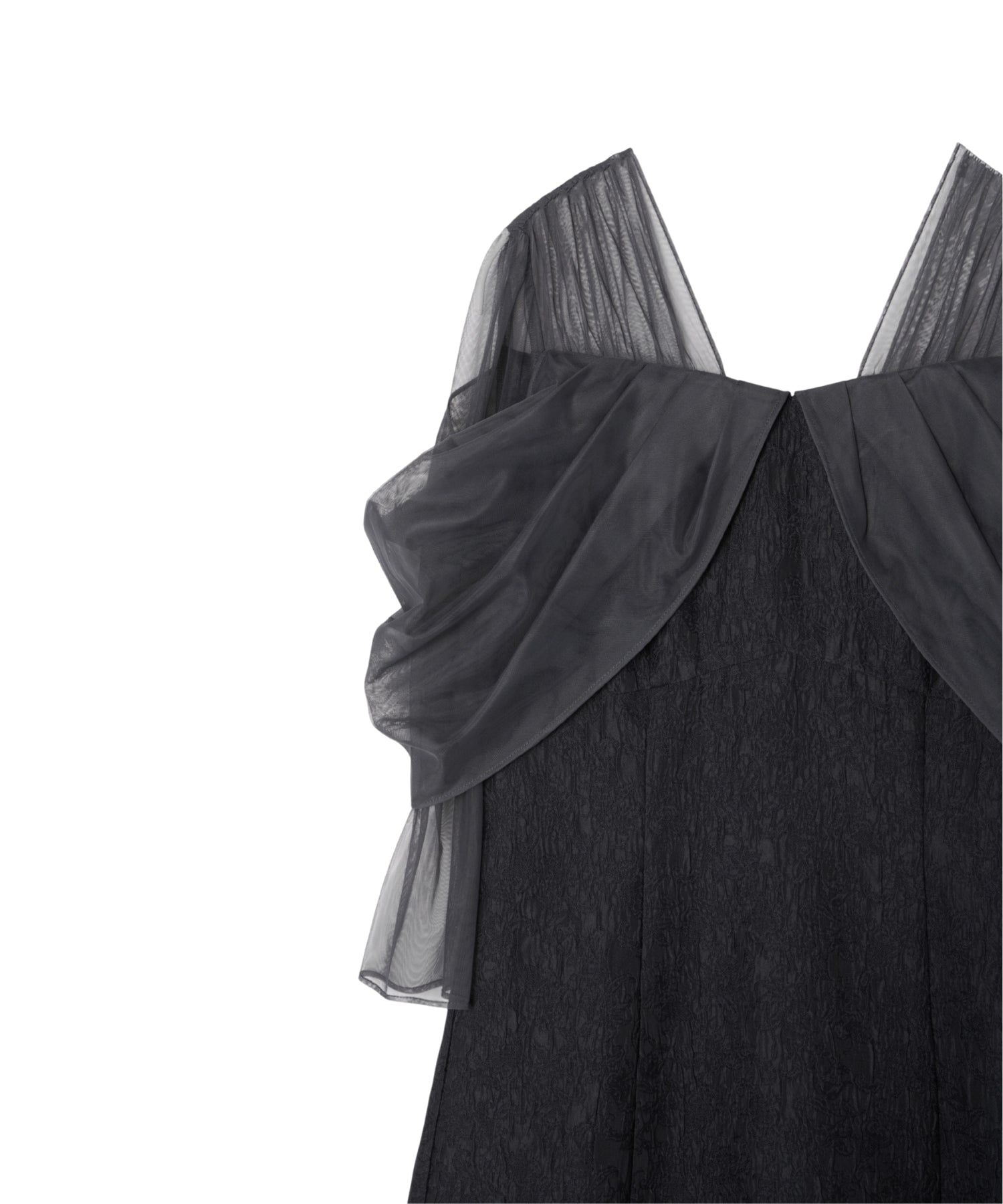 TULLE DRAPE JACQUARD DRESS