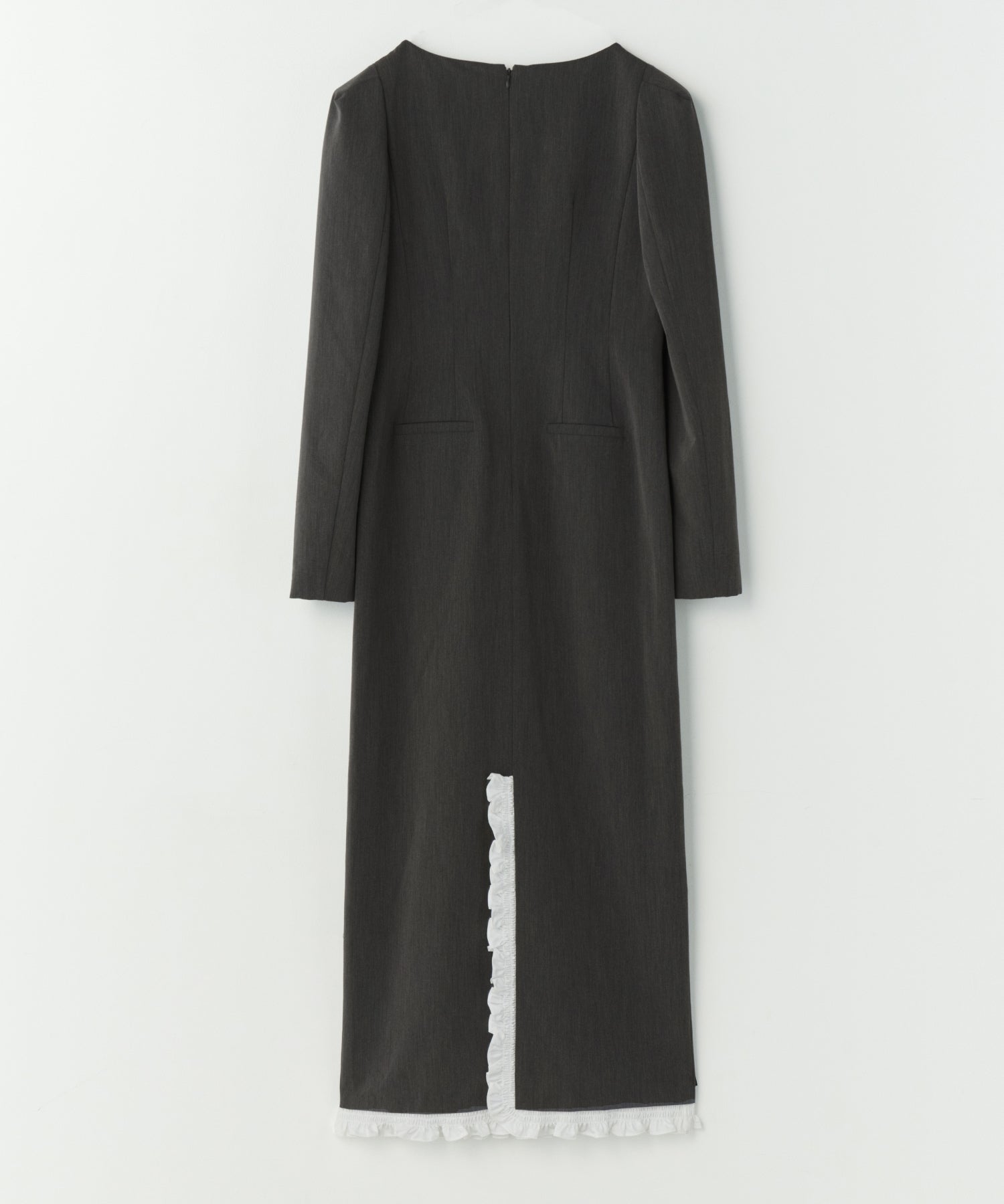 FRILLS TRIM LONG DRESS