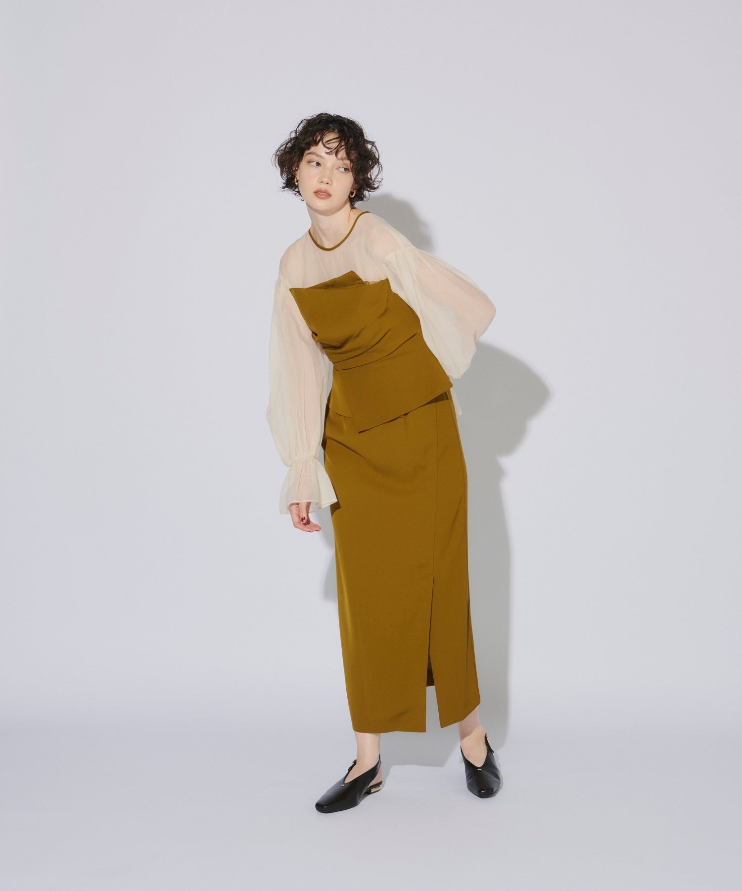 DRAPED BUSTIER DRESS