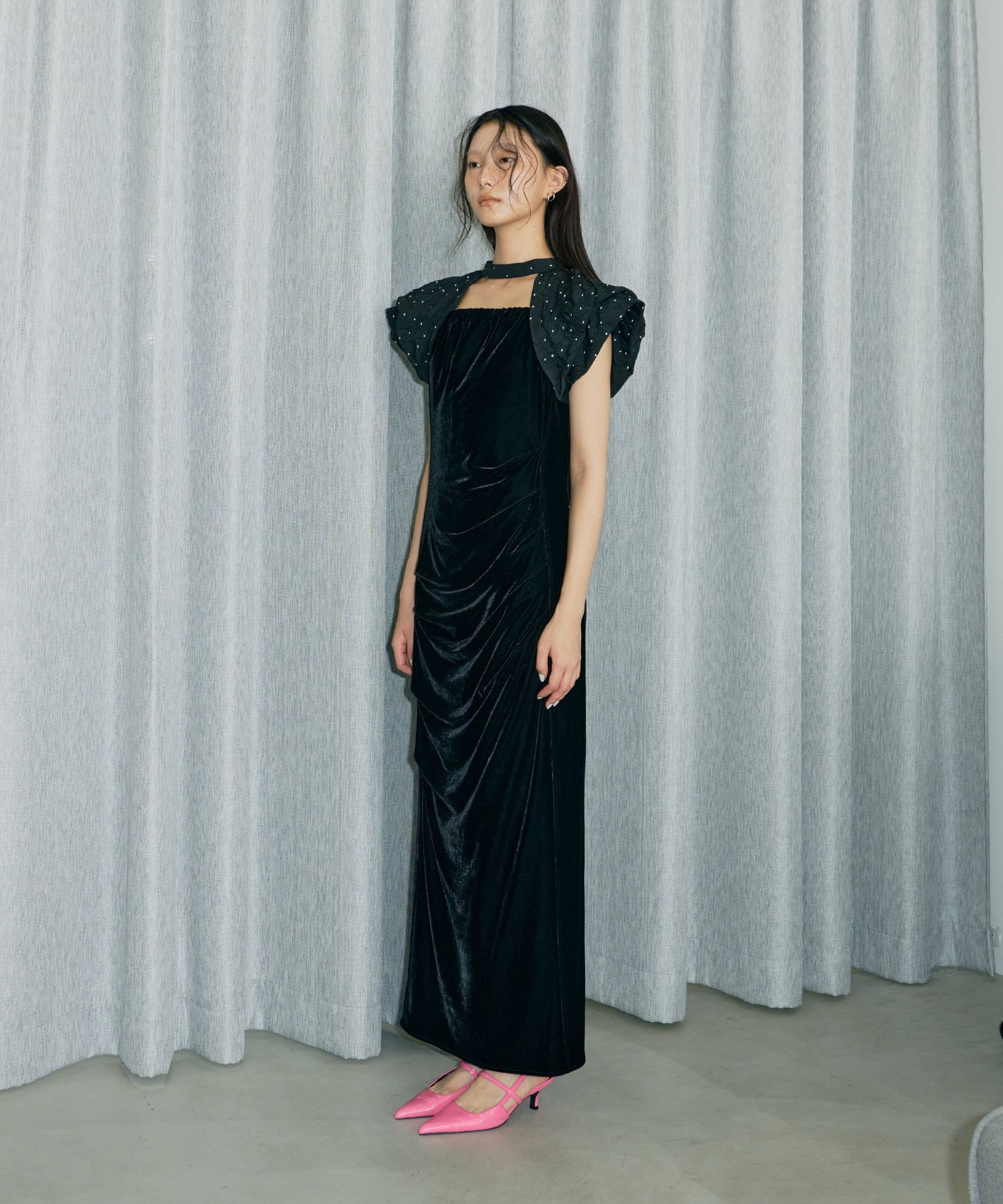 DRAPE VELOUR DRESS