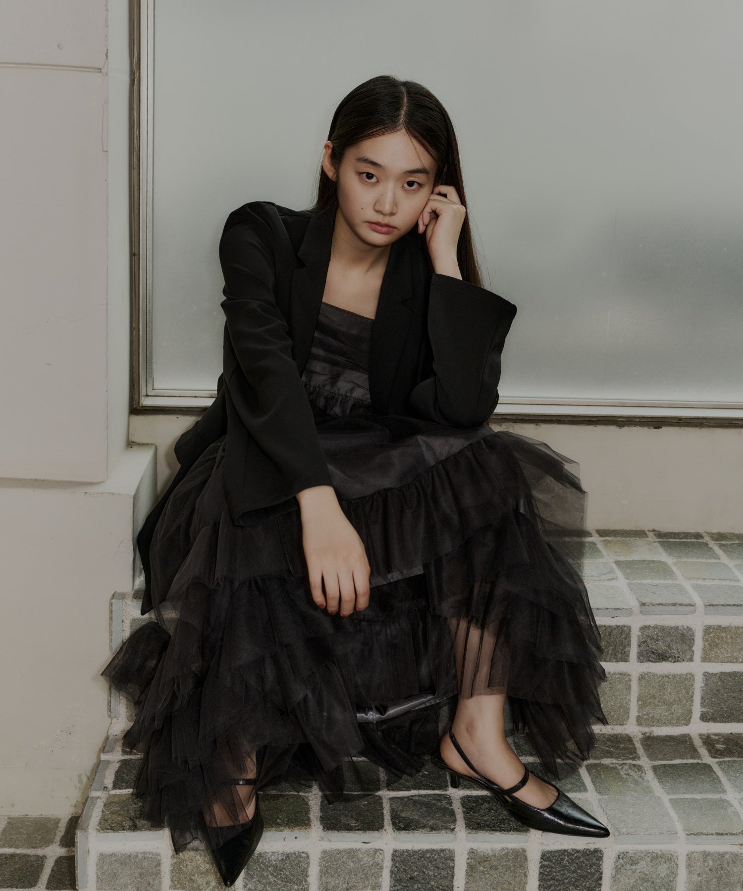 VOLUME TULLE JACKET SET DRESS