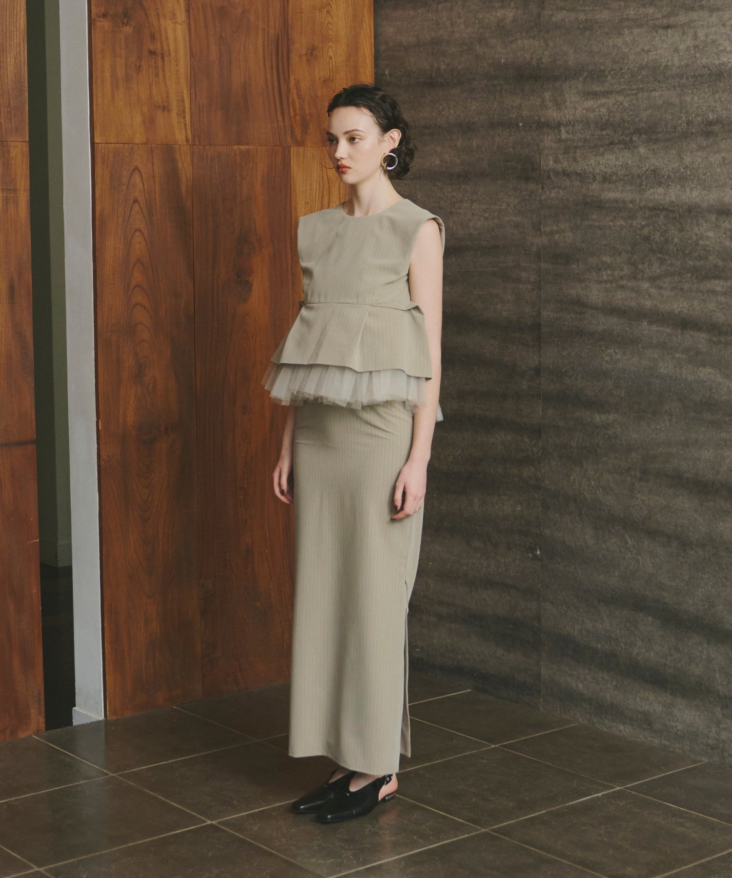 PINSTRIPE PEPLUM SETUP DRESS