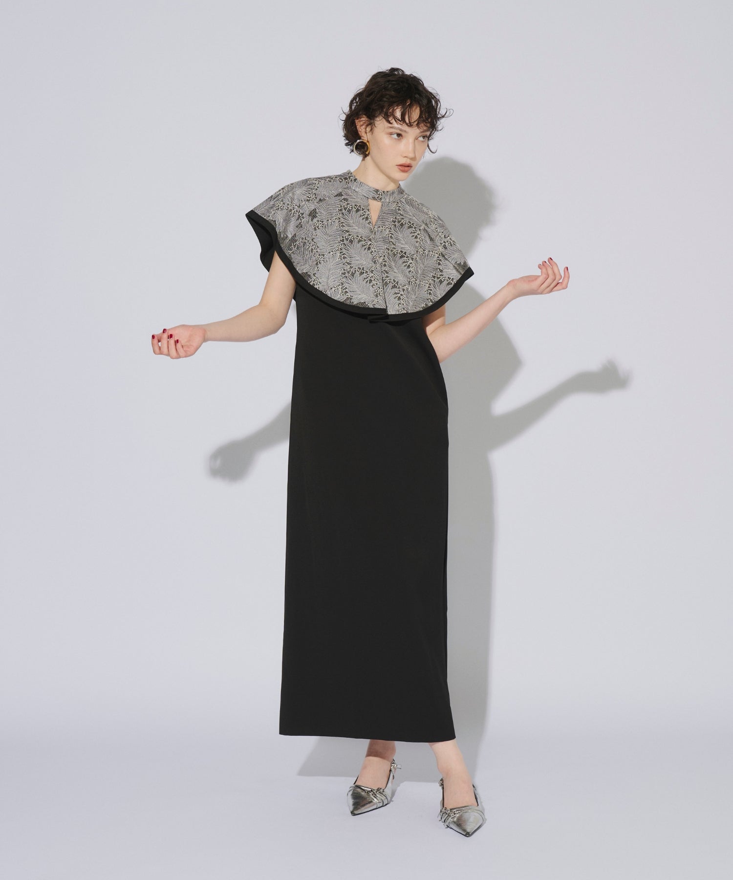 EMBROIDERY CAPE DRESS