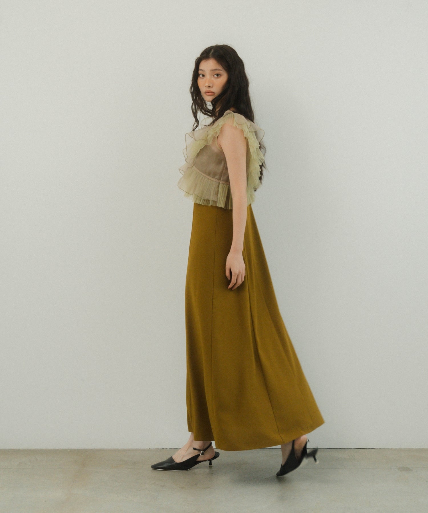 PLEATS TULLE DRESS