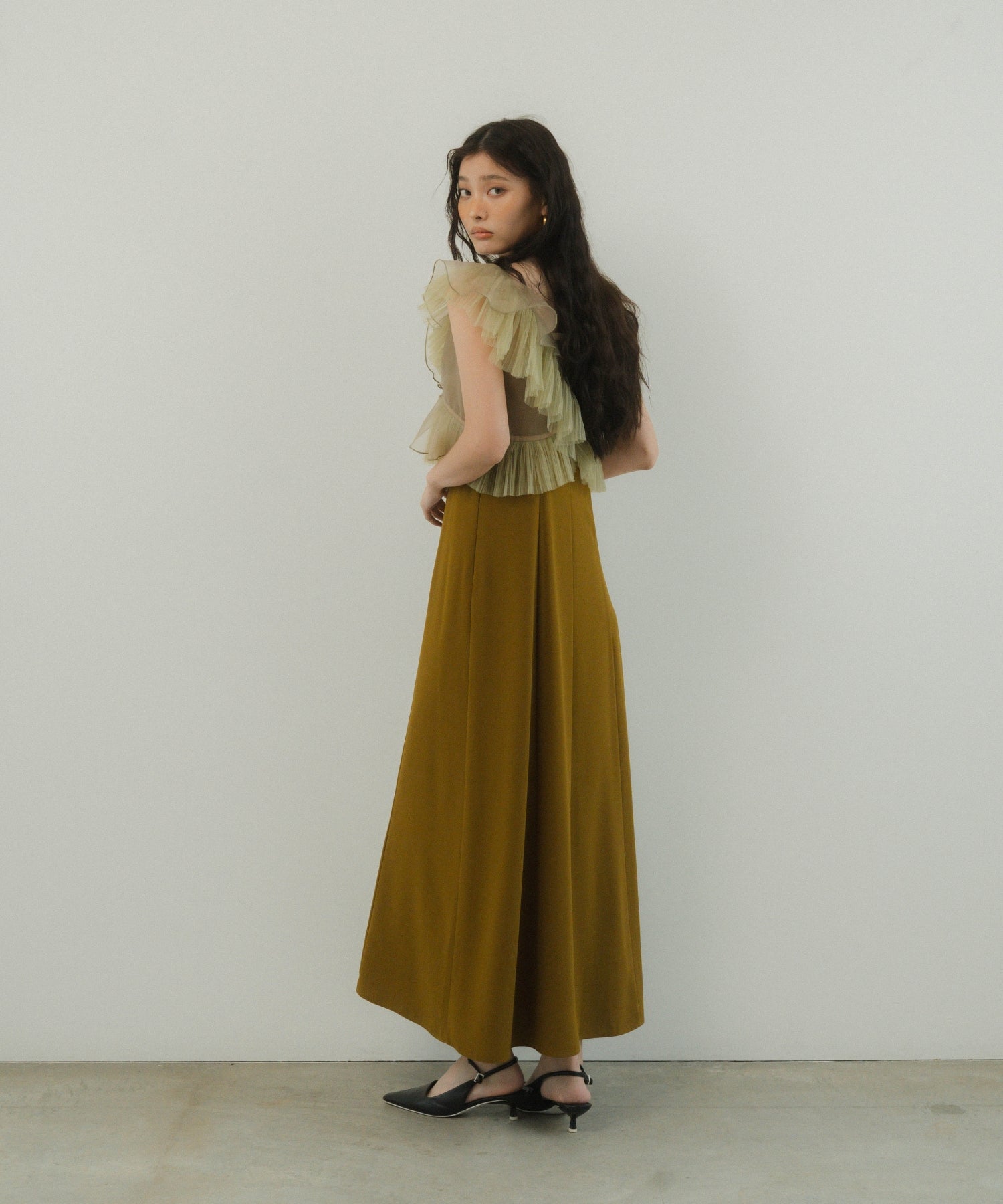 PLEATS TULLE DRESS