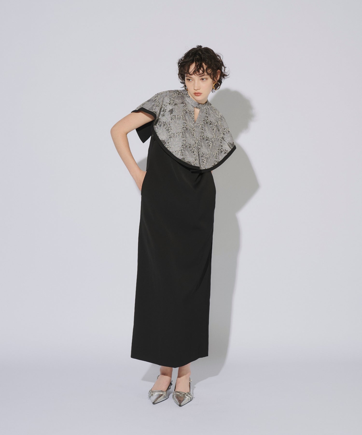 EMBROIDERY CAPE DRESS