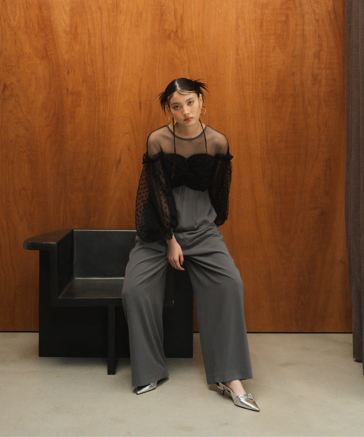 FLOCKY DOT PANTS DRESS