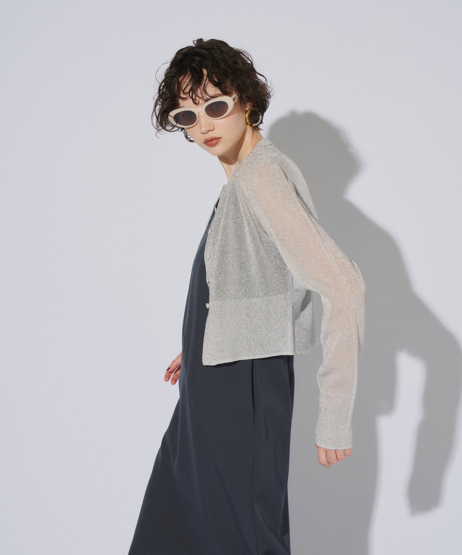 GLITTER CREW NECK CARDIGAN