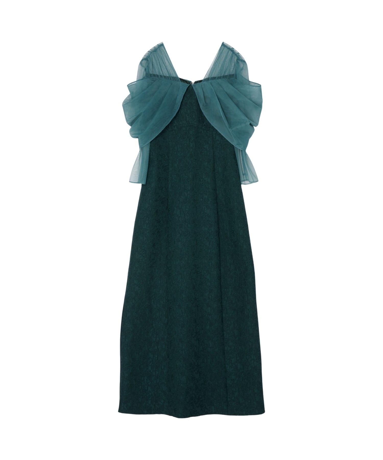 TULLE DRAPE JACQUARD DRESS