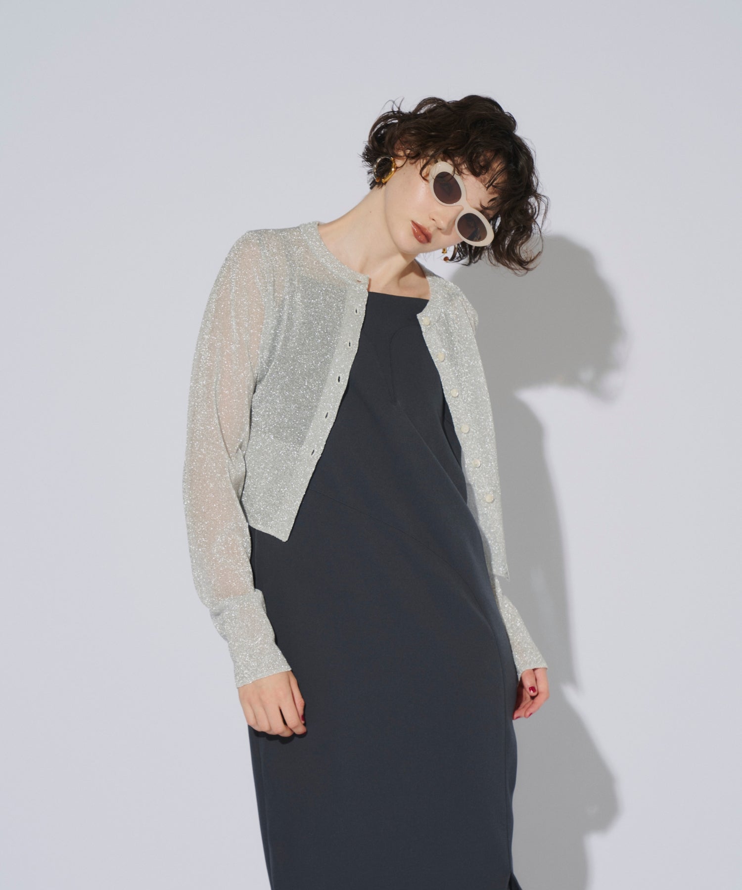 GLITTER CREW NECK CARDIGAN