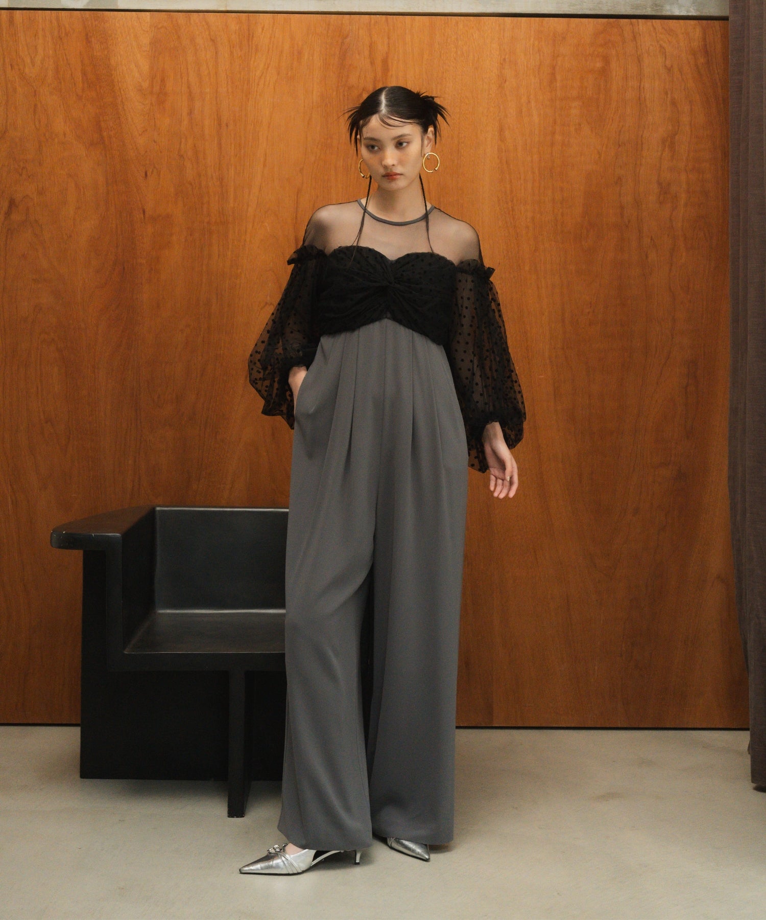 FLOCKY DOT PANTS DRESS
