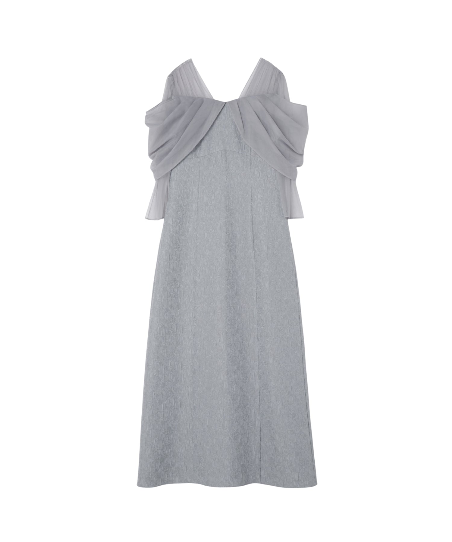 TULLE DRAPE JACQUARD DRESS