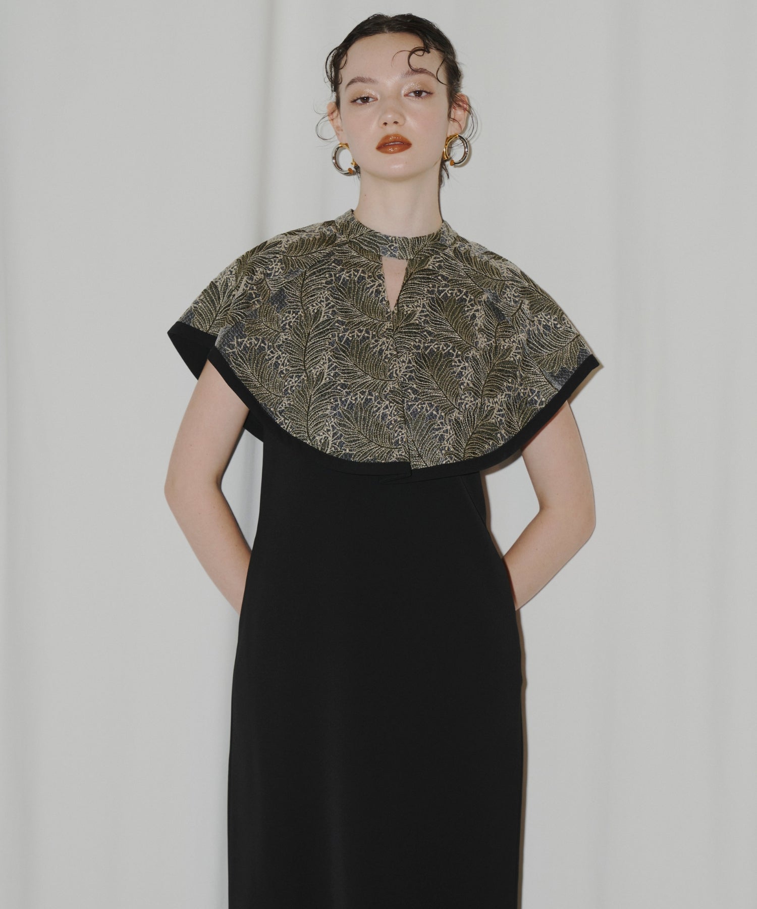 EMBROIDERY CAPE DRESS
