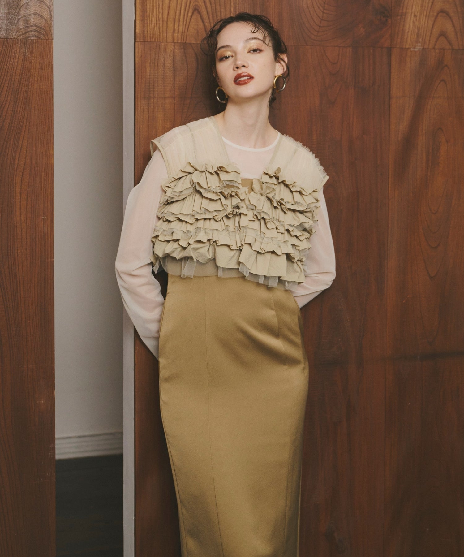 TAFFETA TULLE VEST SET DRESS