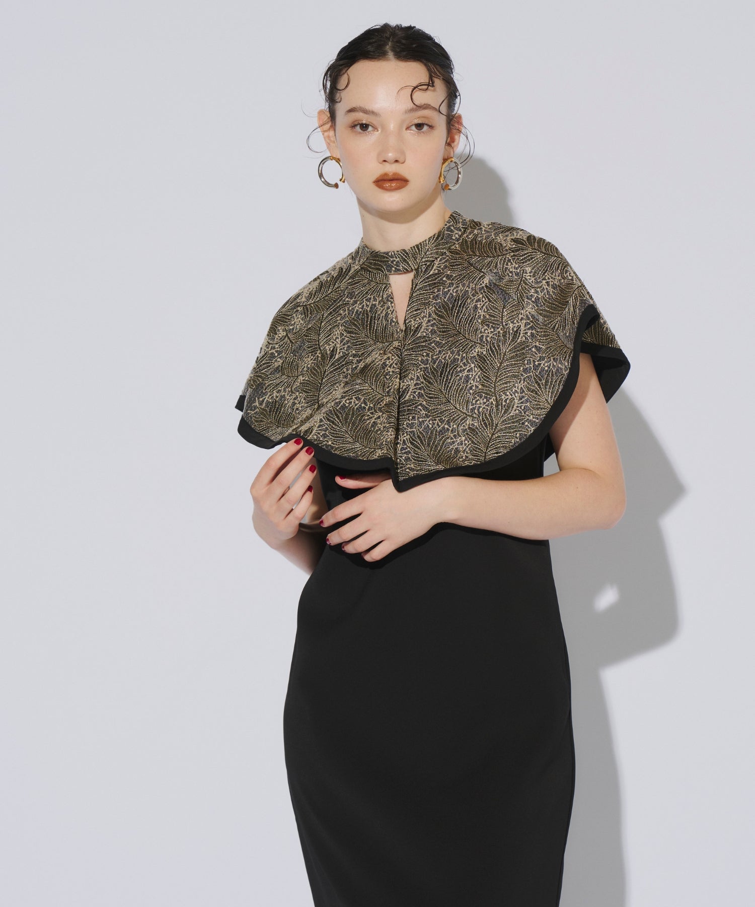 EMBROIDERY CAPE DRESS