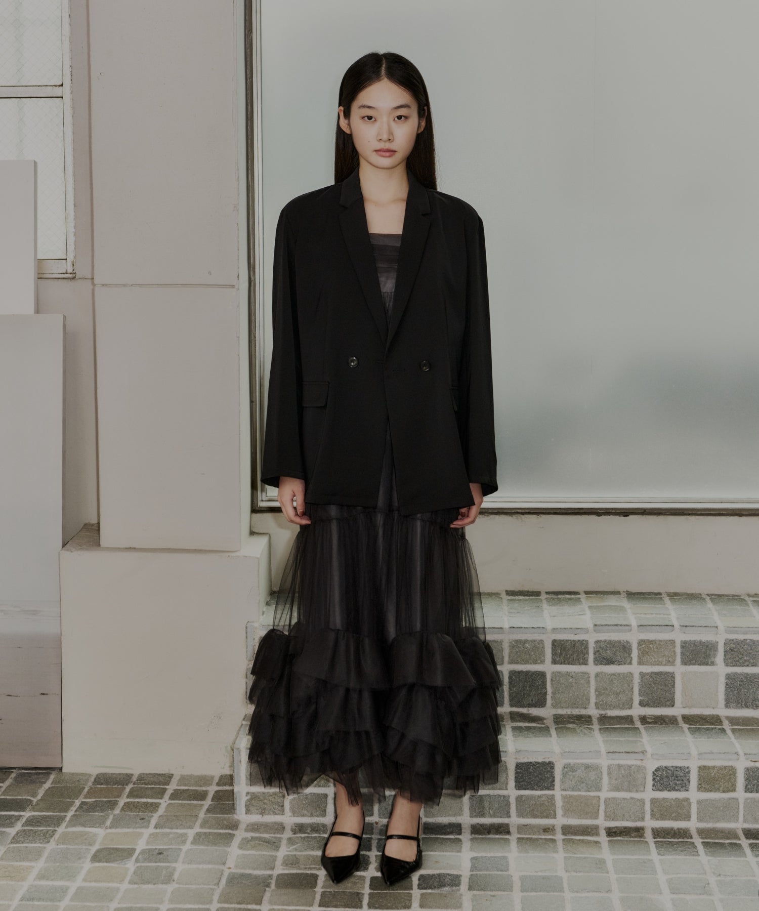 VOLUME TULLE JACKET SET DRESS