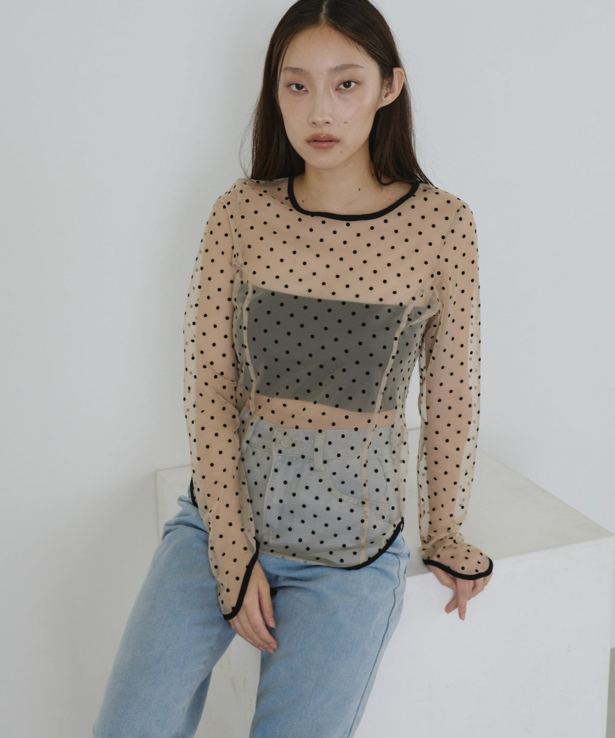 【POPUP】DOT SHEER TOPS