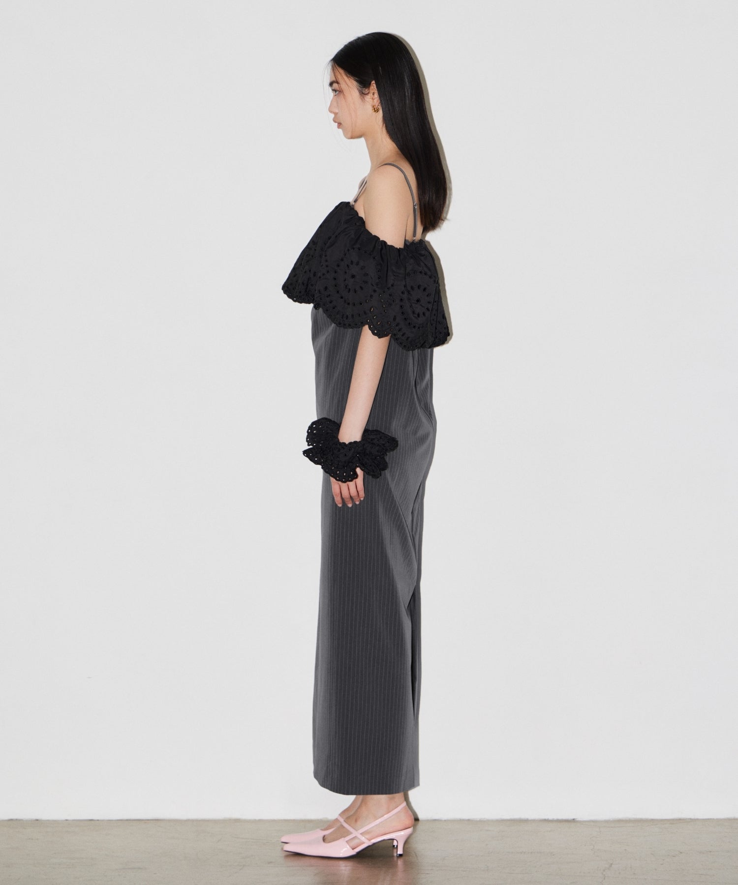 CUTWORK FRILL DRESS