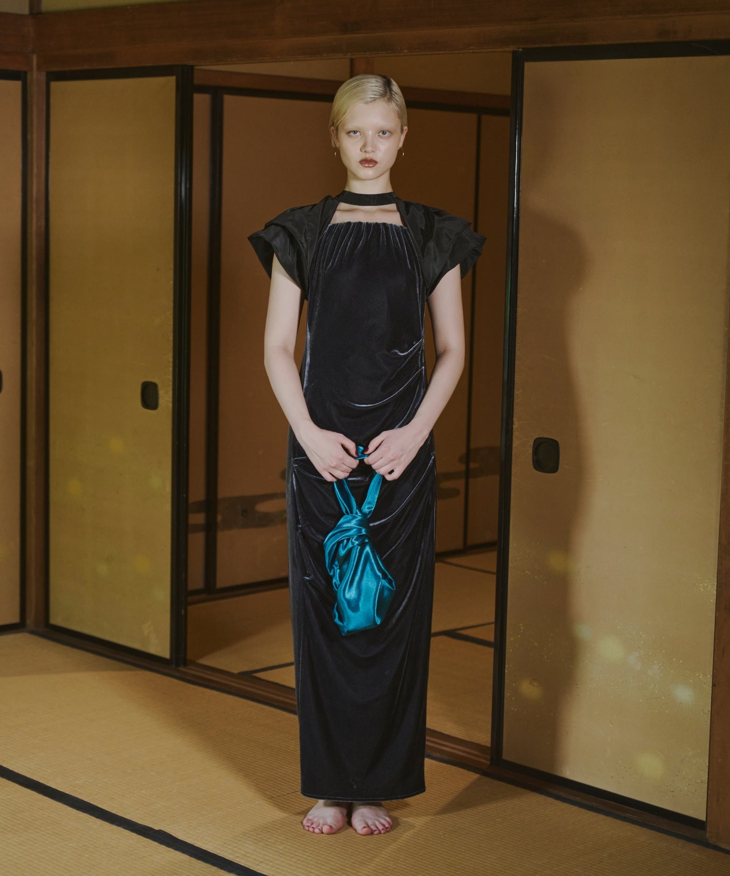 DRAPE VELOUR DRESS
