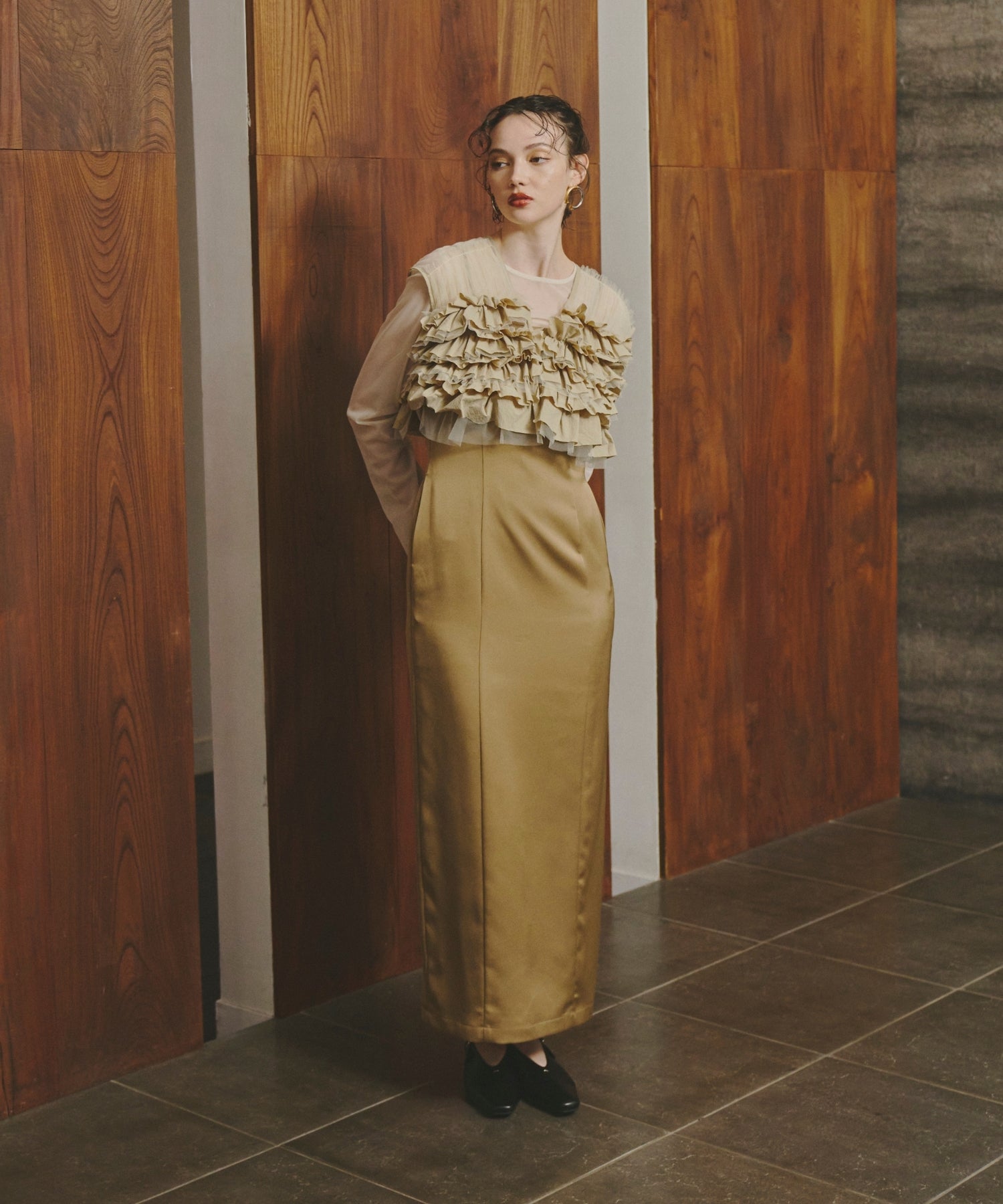 TAFFETA TULLE VEST SET DRESS