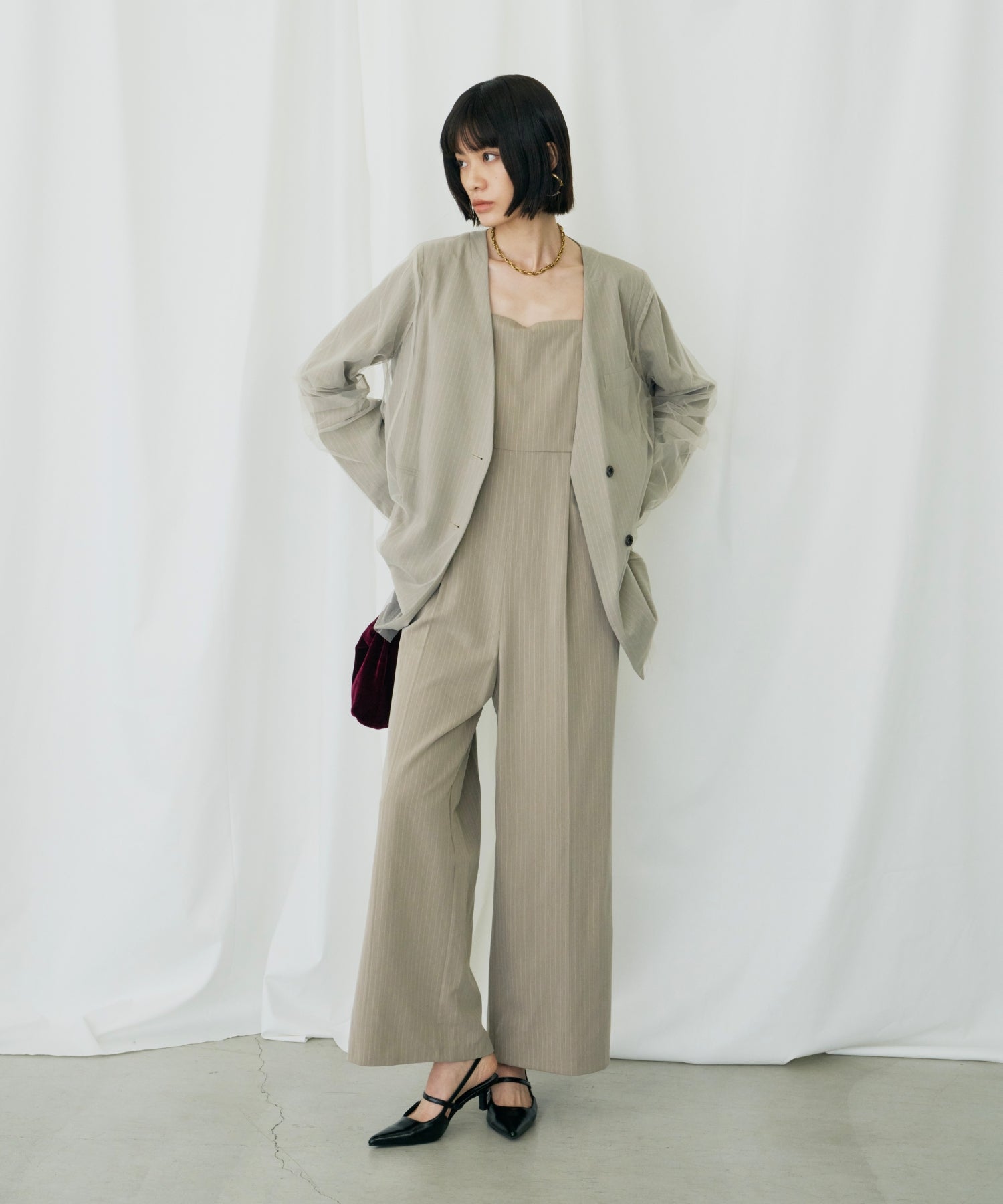 PINSTRIPE ALL IN ONE DRESS