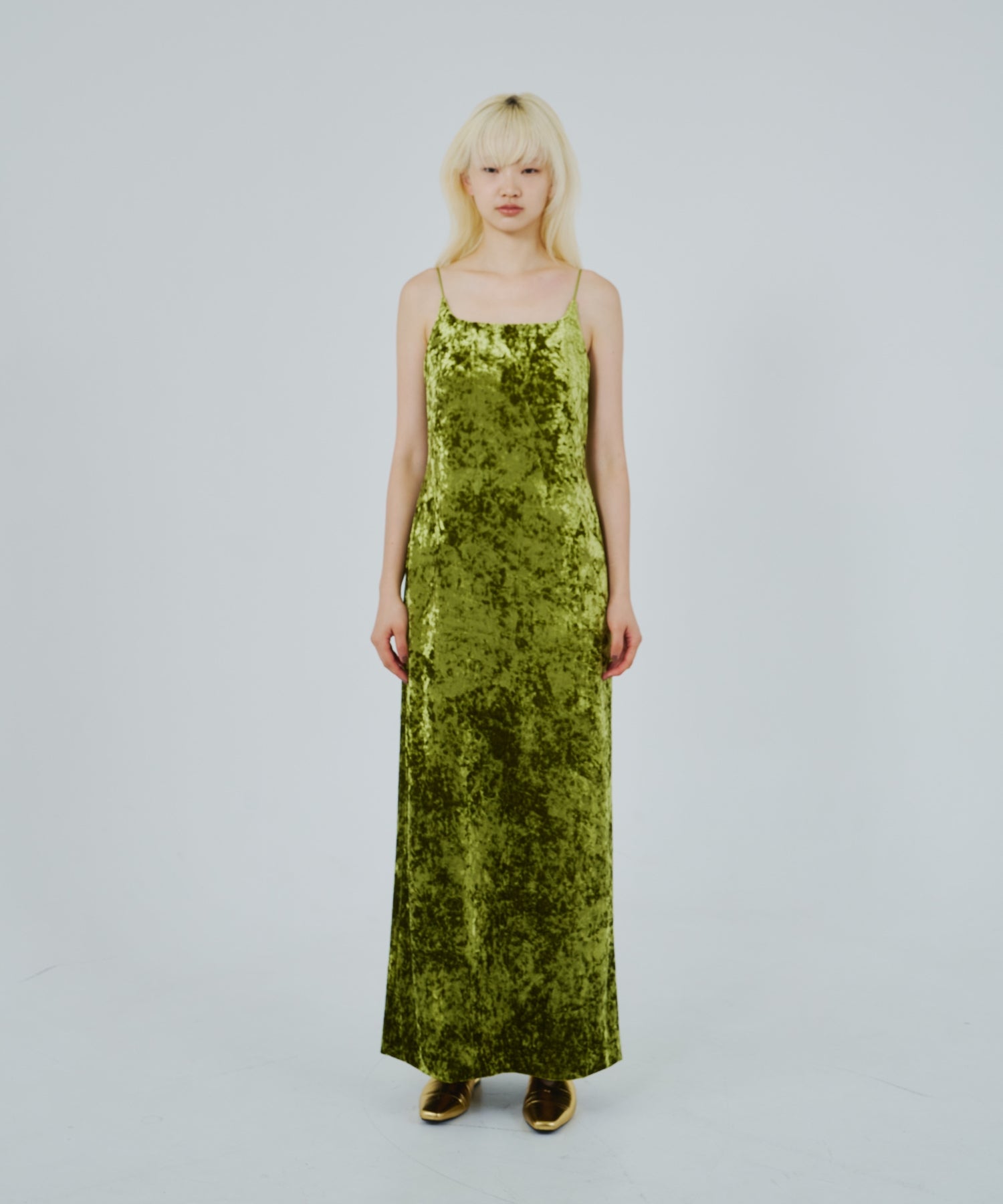 CURVED SQUARE VELOUR DRESS