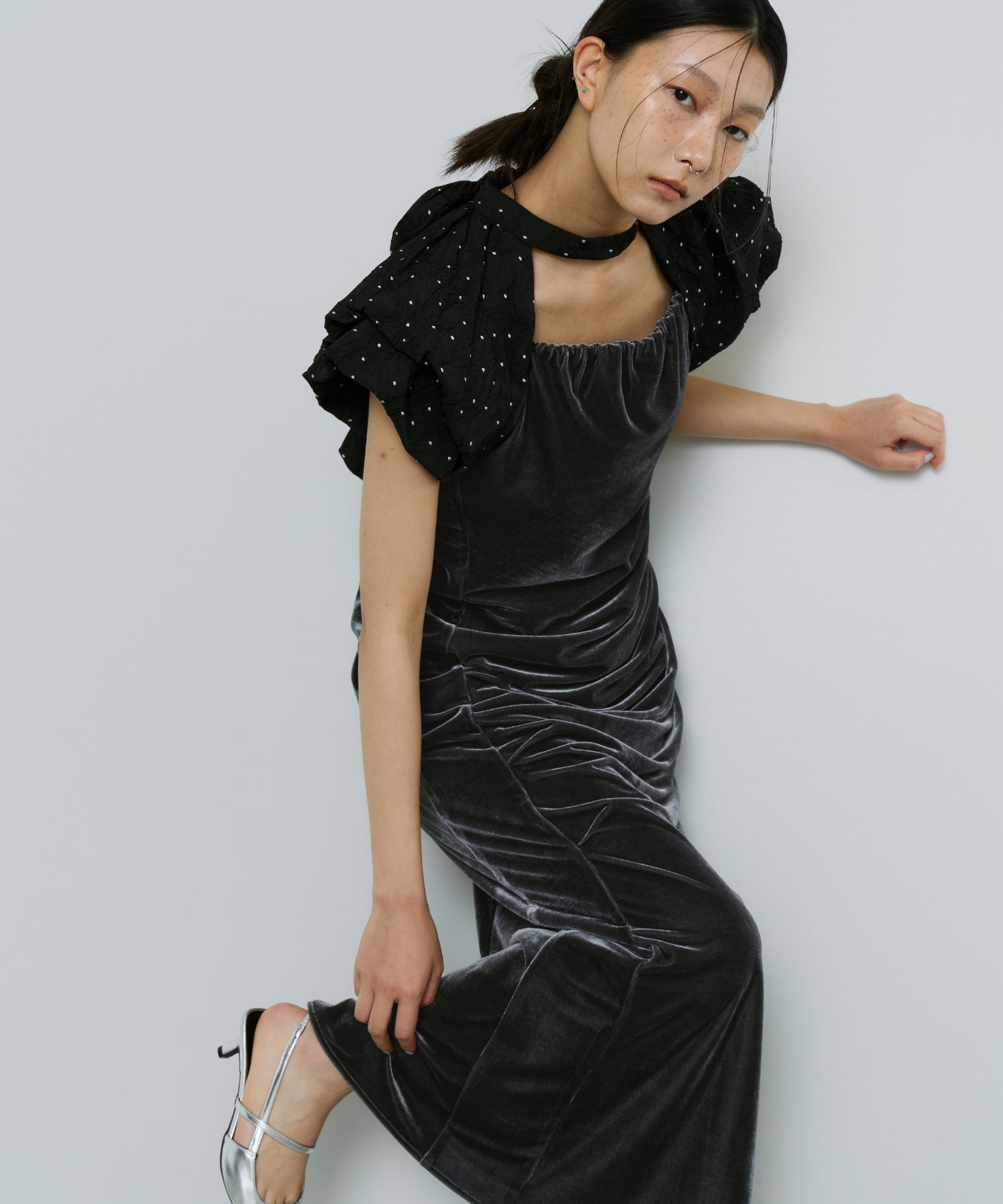 DRAPE VELOUR DRESS