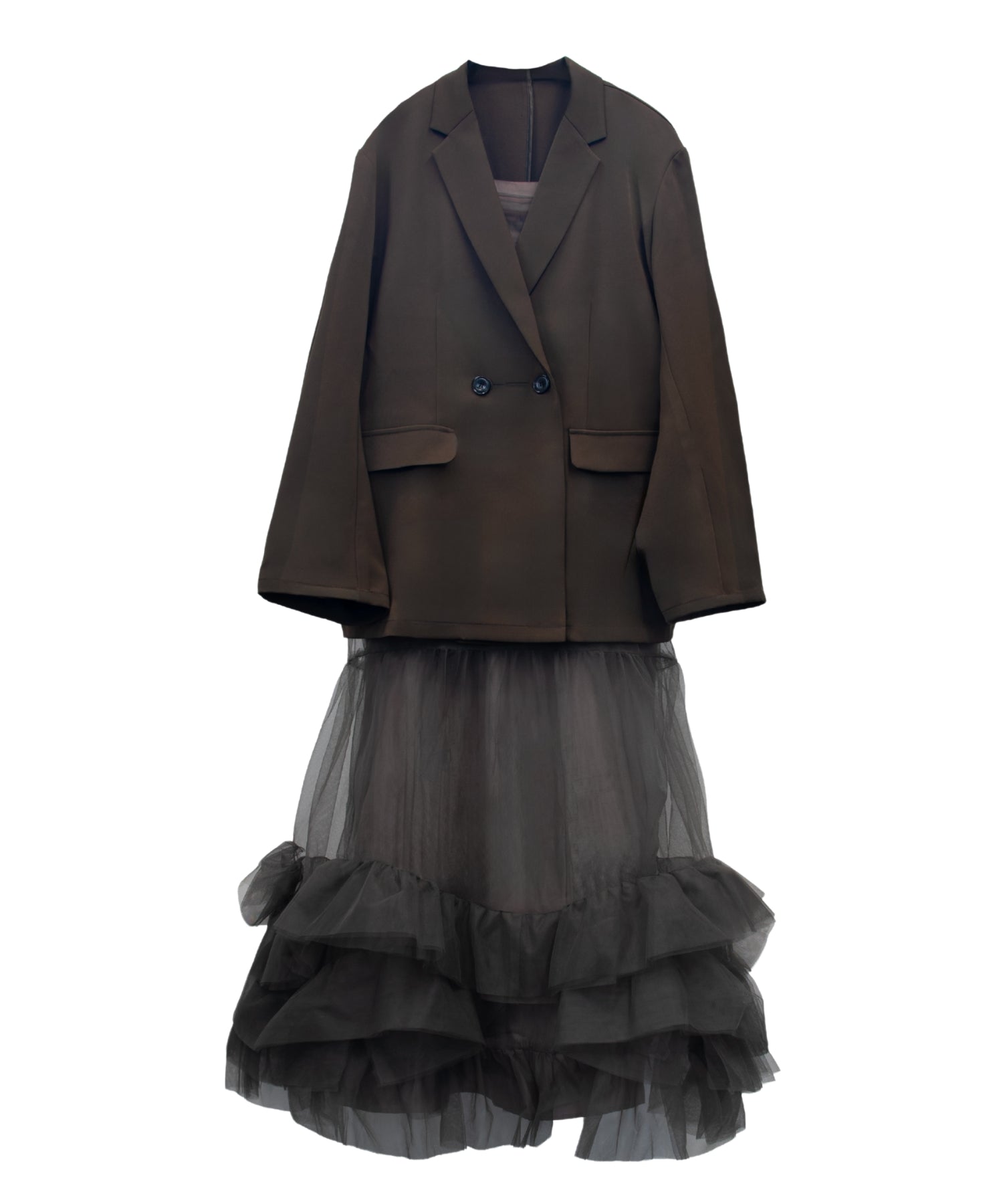 VOLUME TULLE JACKET SET DRESS