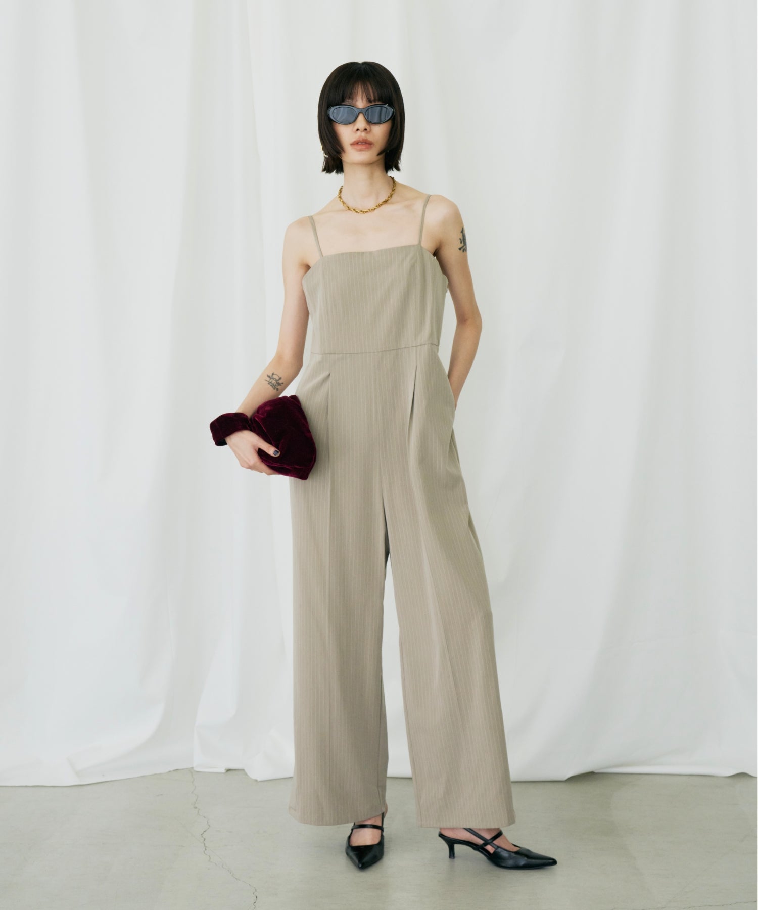 PINSTRIPE ALL IN ONE DRESS