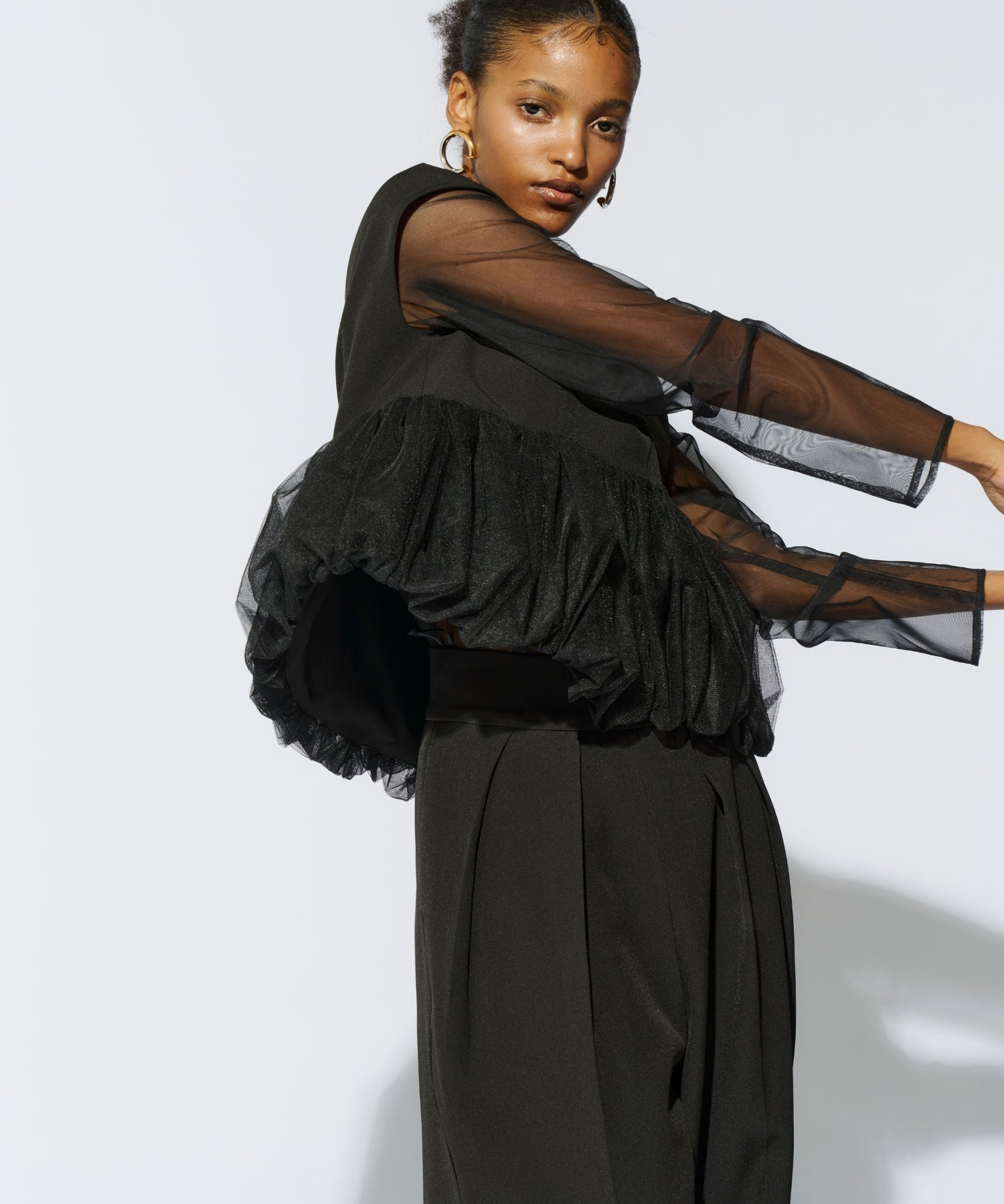 PEPLUM TULLE SET UP PANTS DRESS
