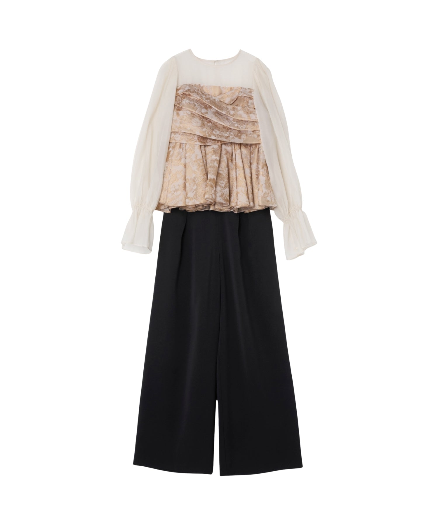 JACQUARD PEPLUM PANTS DRESS