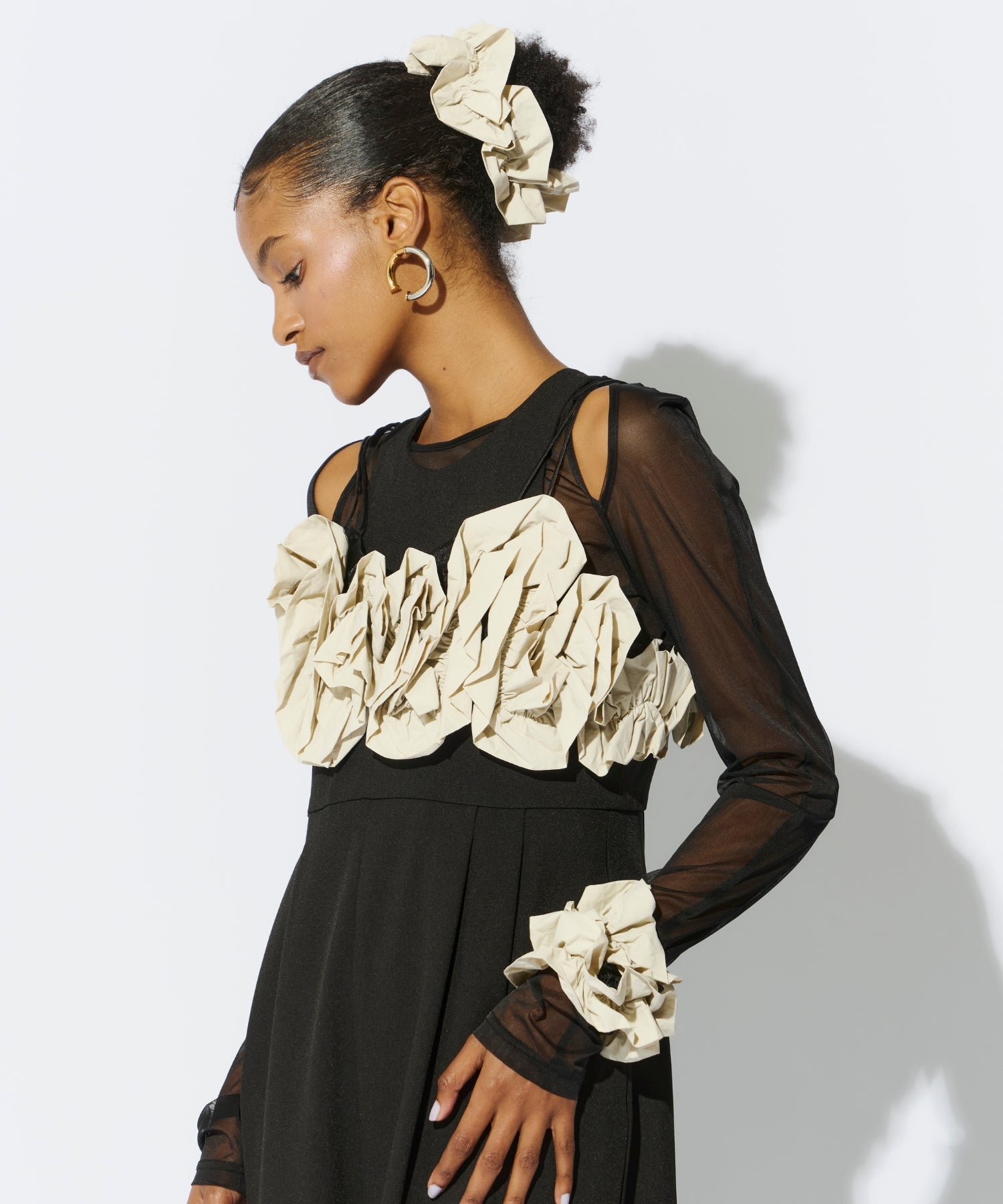 RUFFLED BUSTIER PANTS DRESS