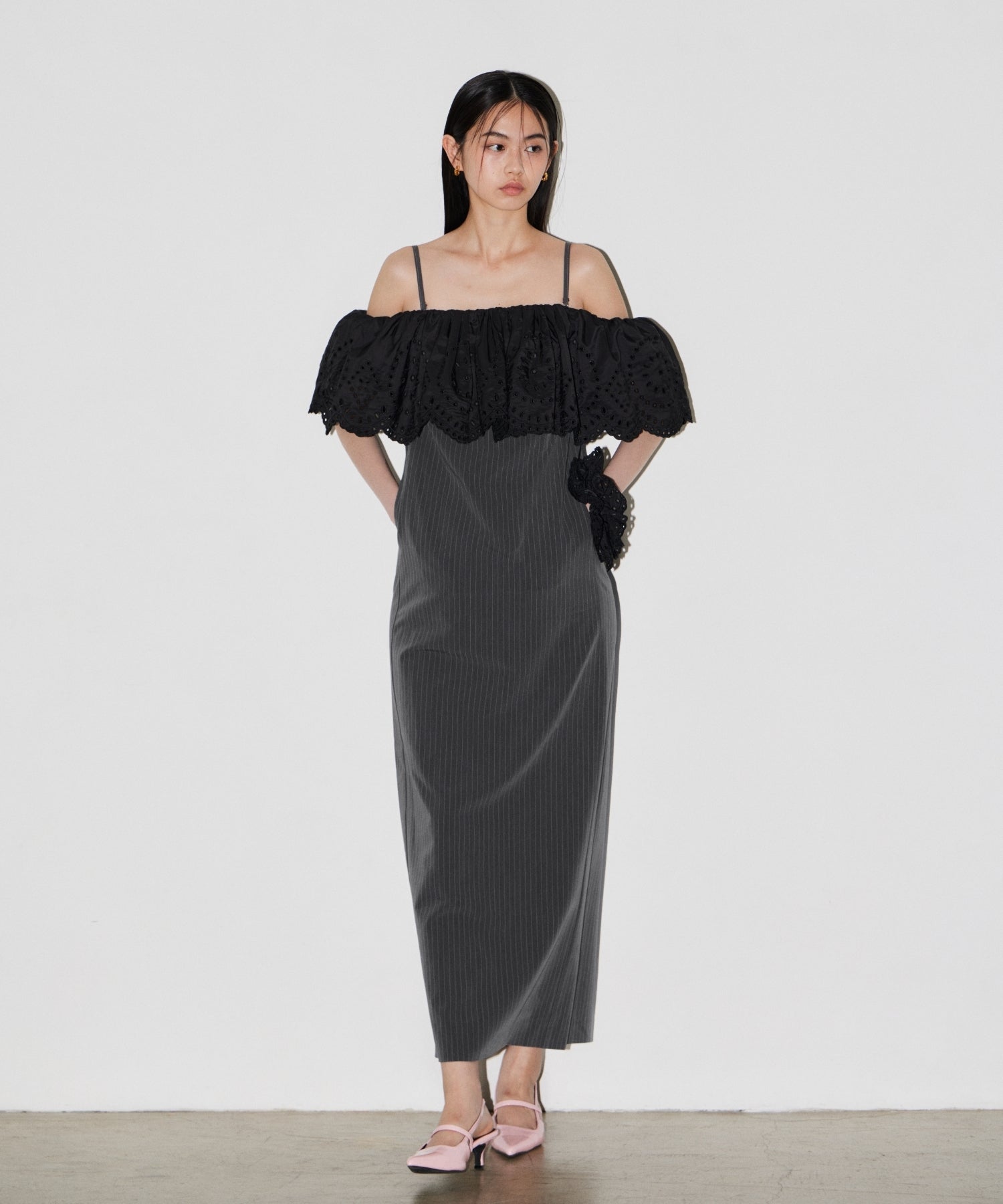 CUTWORK FRILL DRESS