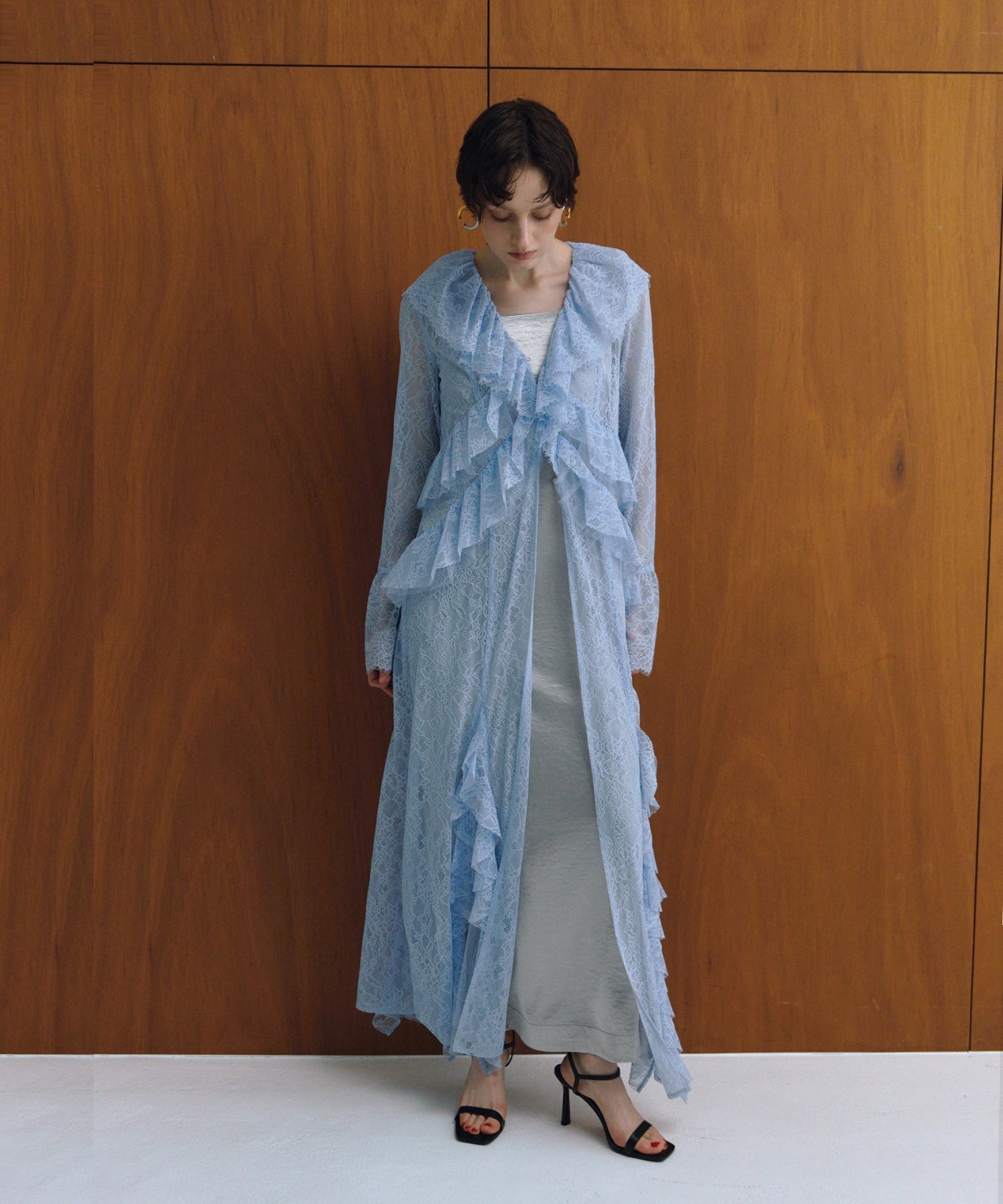 RUFFLE LACE GOWN LAYERED DRESS