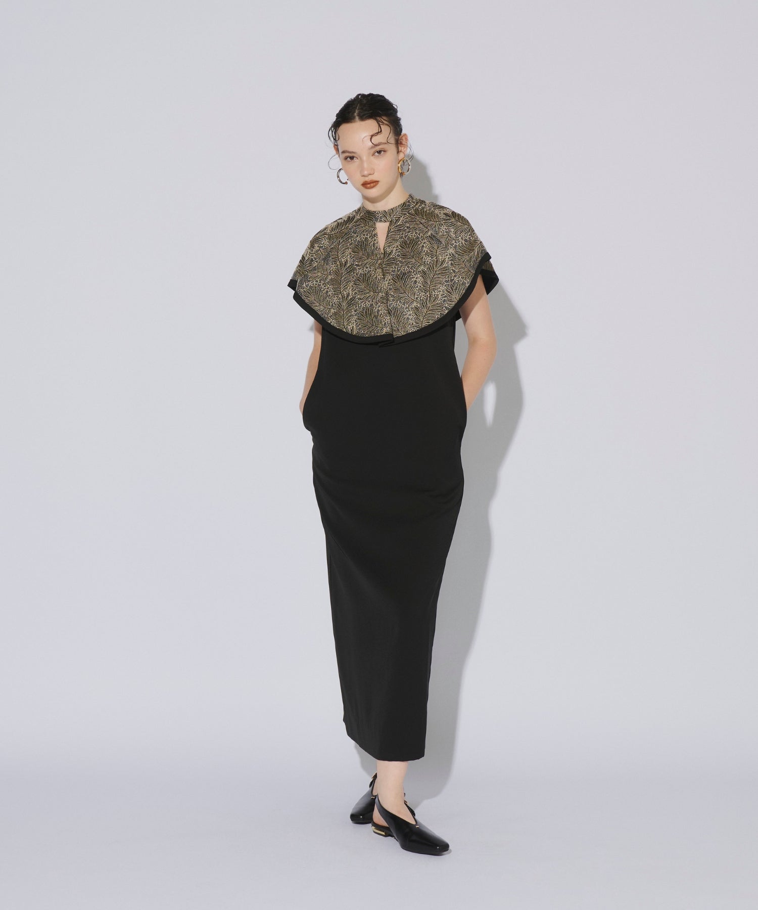 EMBROIDERY CAPE DRESS