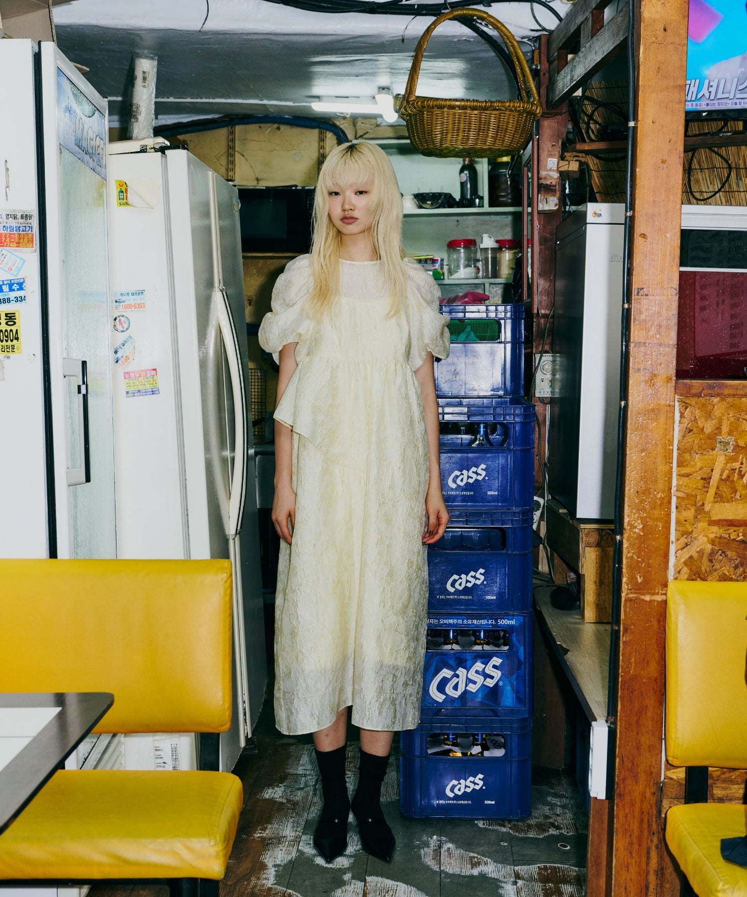 【POPUP】BUBBLE SLEEVE JACQUARD DRESS